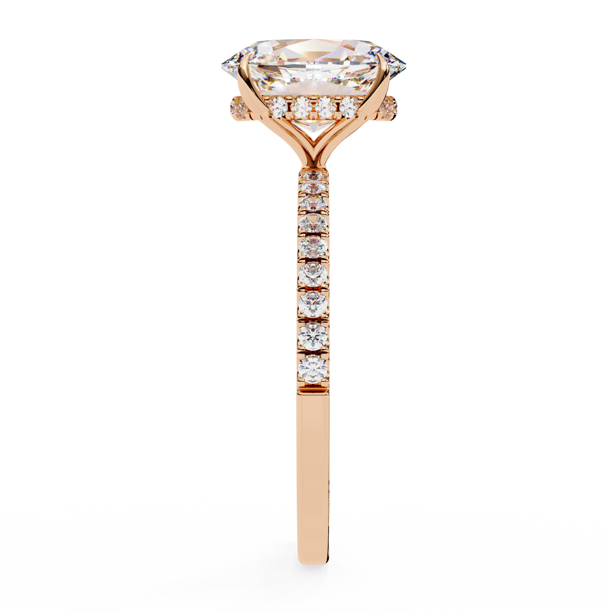 Elegant 1.43 Carat Oval & Round Lab Grown Diamond Engagement Ring