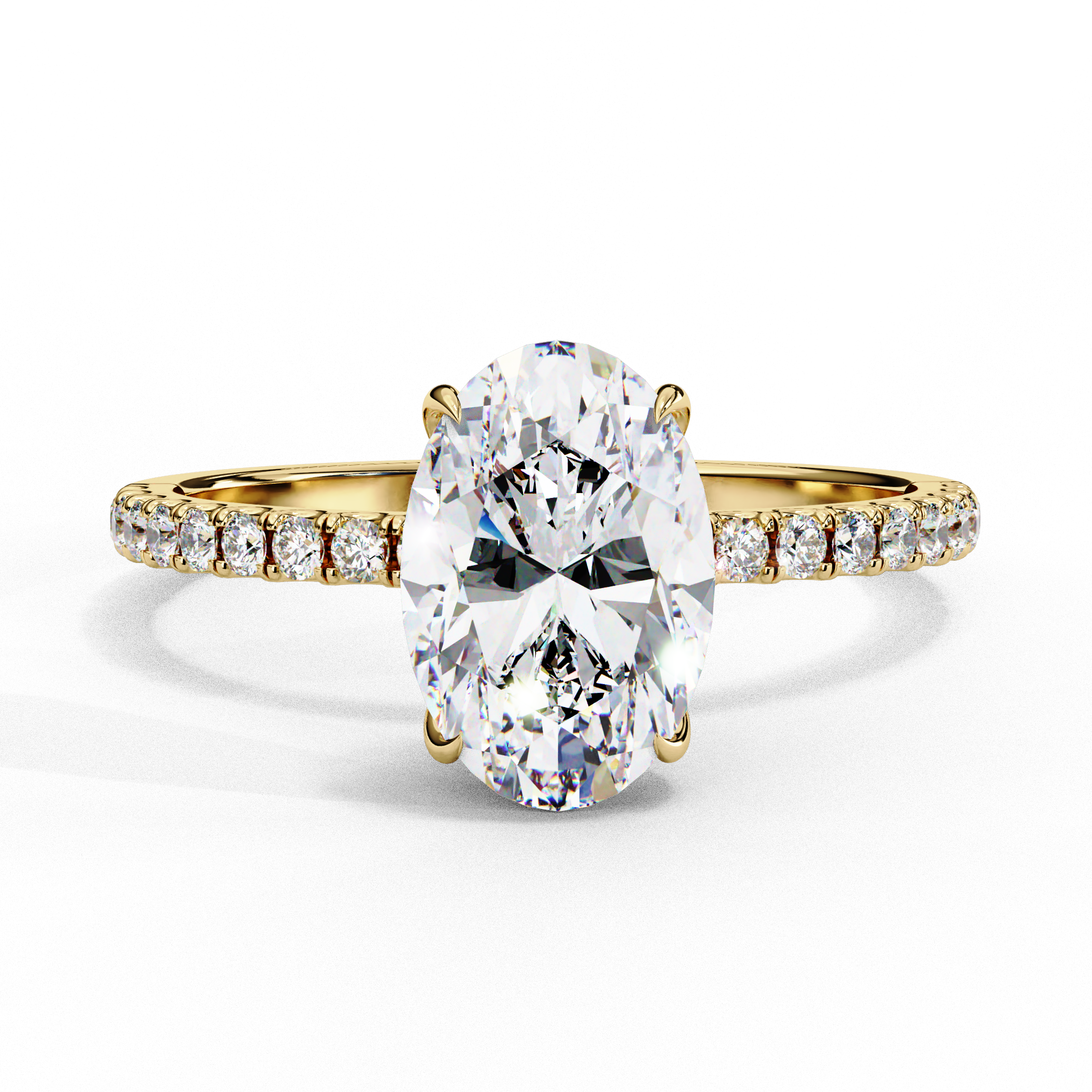 Elegant 1.43 Carat Oval & Round Lab Grown Diamond Engagement Ring