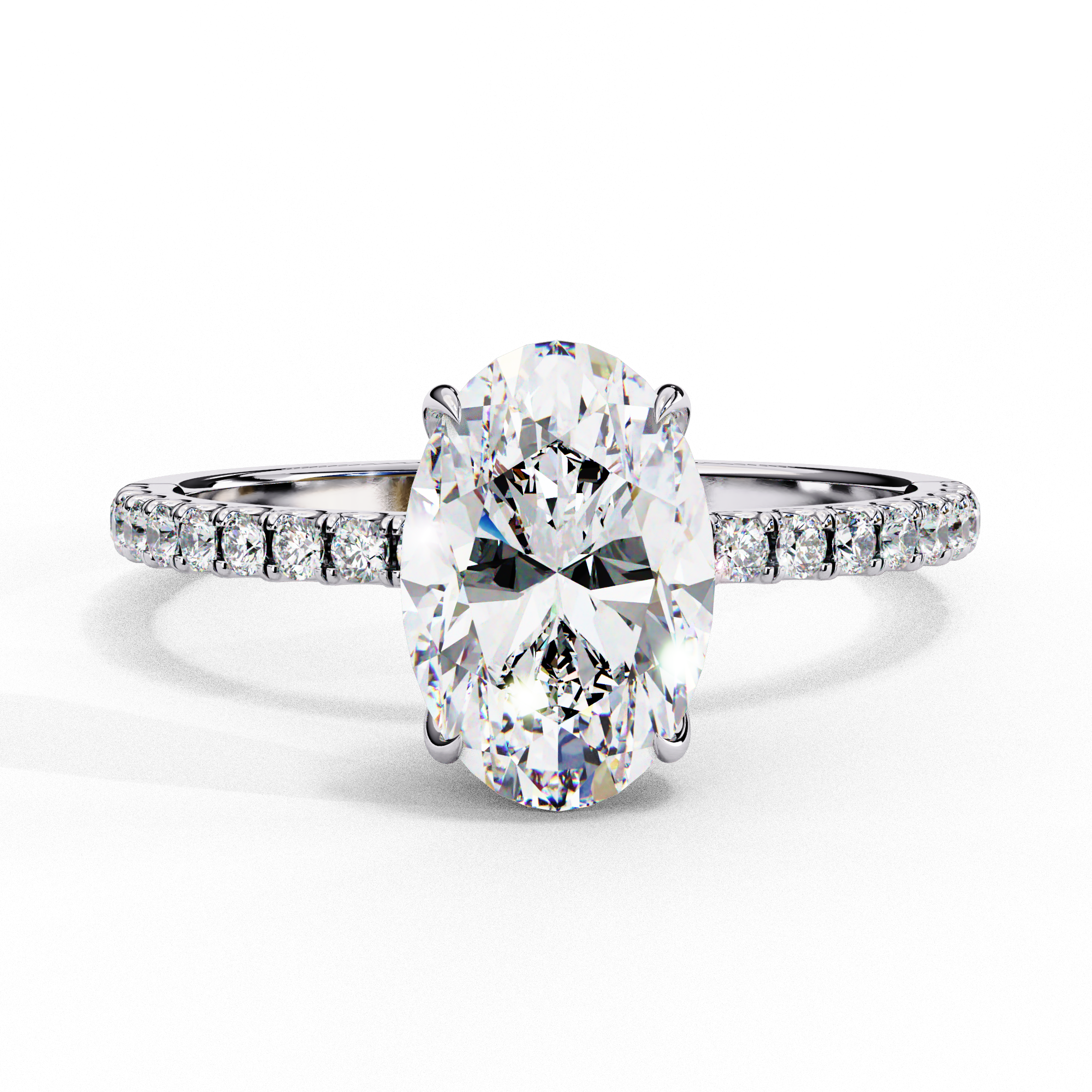 Elegant 1.43 Carat Oval & Round Lab Grown Diamond Engagement Ring