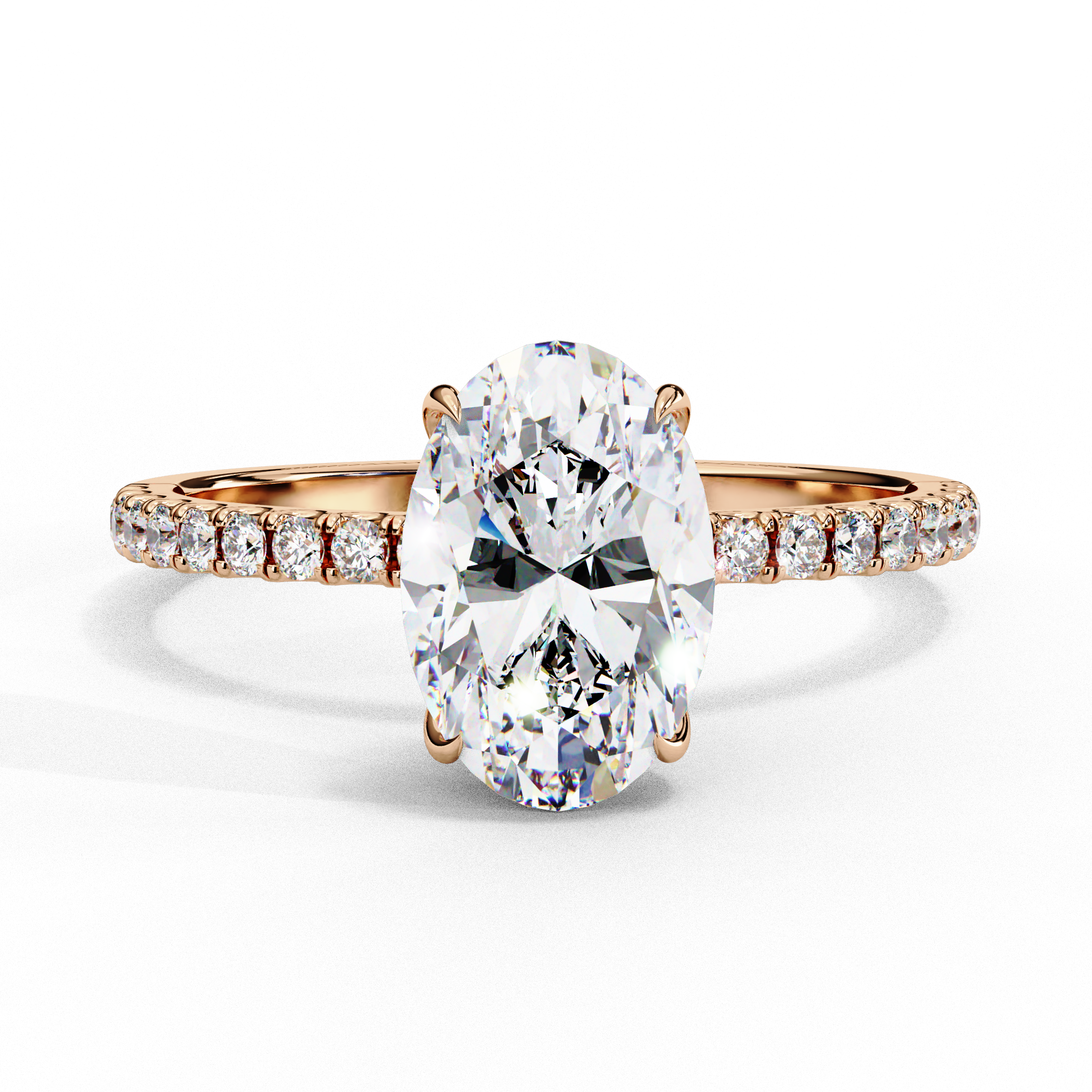Elegant 1.43 Carat Oval & Round Lab Grown Diamond Engagement Ring