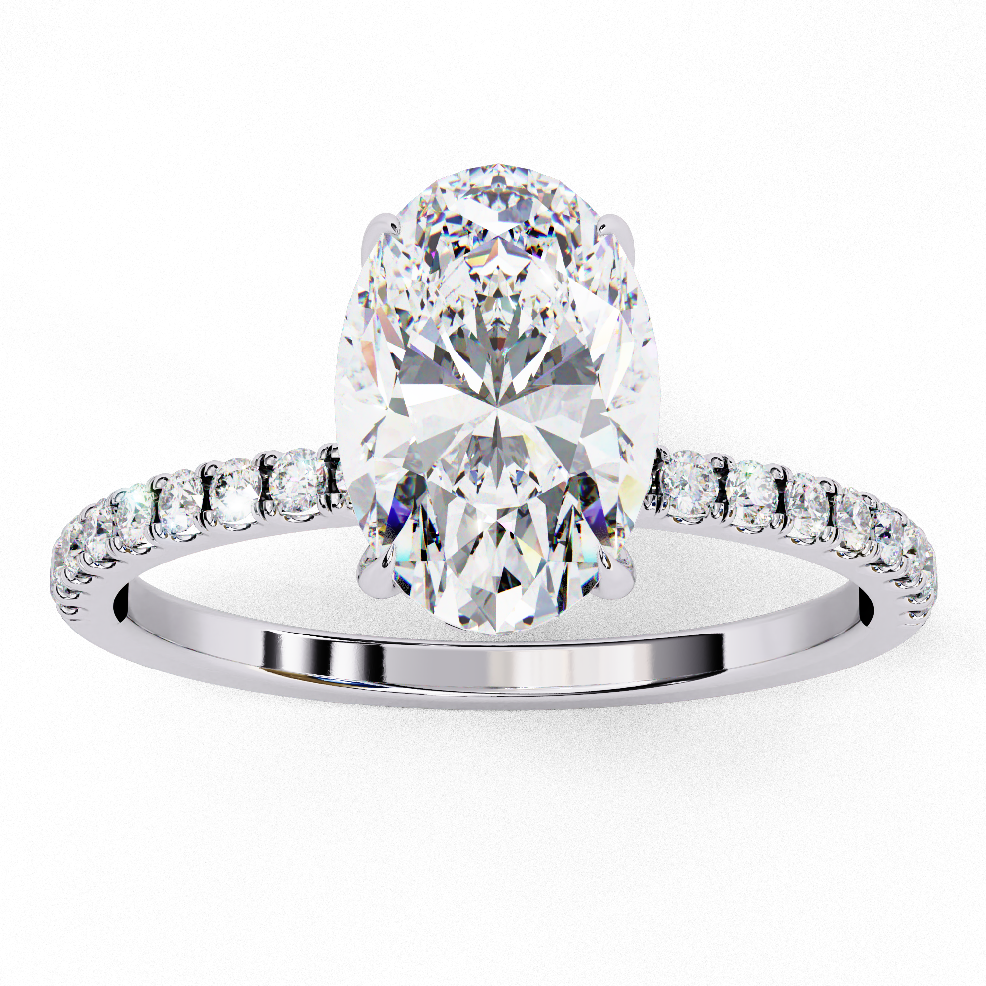 Elegant 1.43 Carat Oval & Round Lab Grown Diamond Engagement Ring