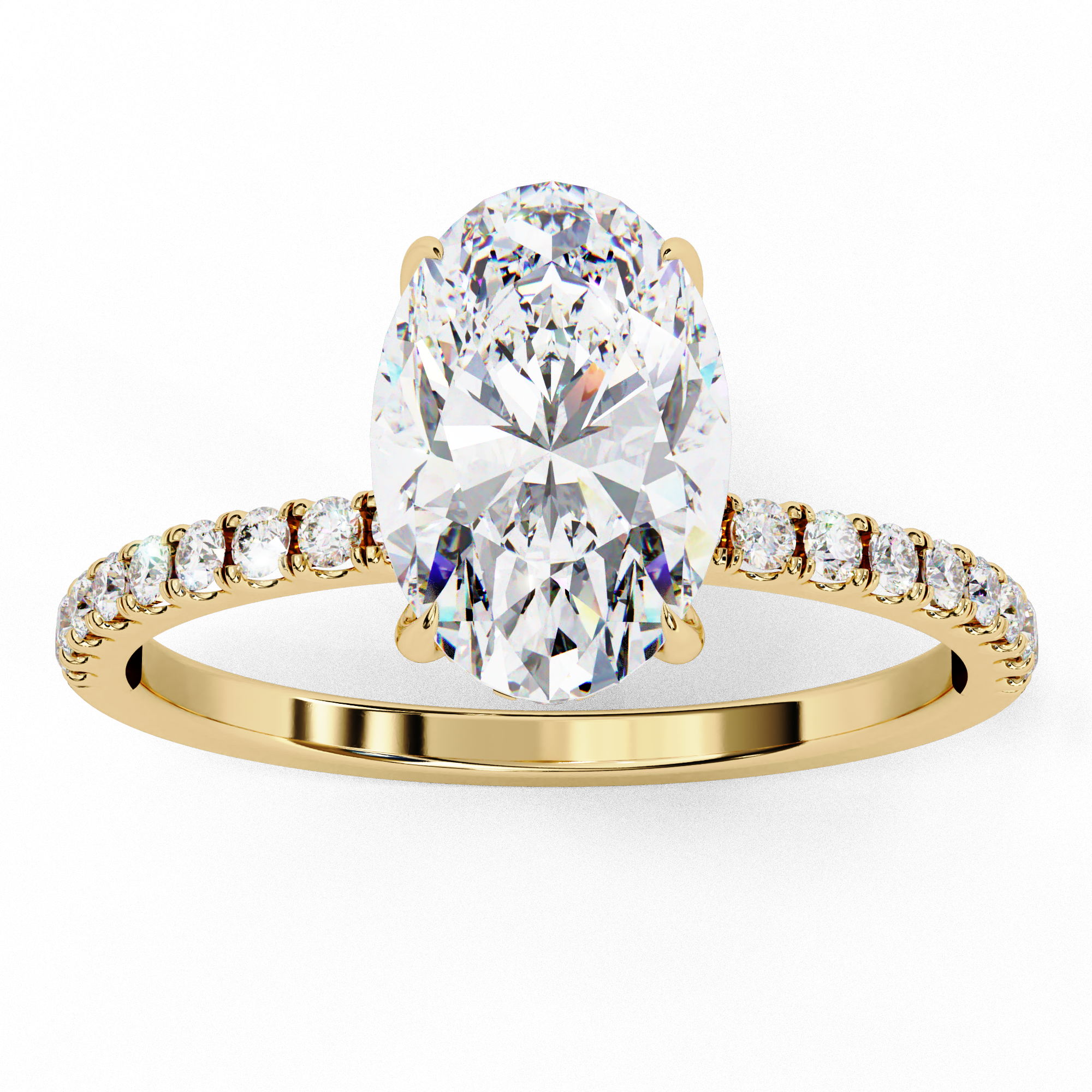 Elegant 1.43 Carat Oval & Round Lab Grown Diamond Engagement Ring