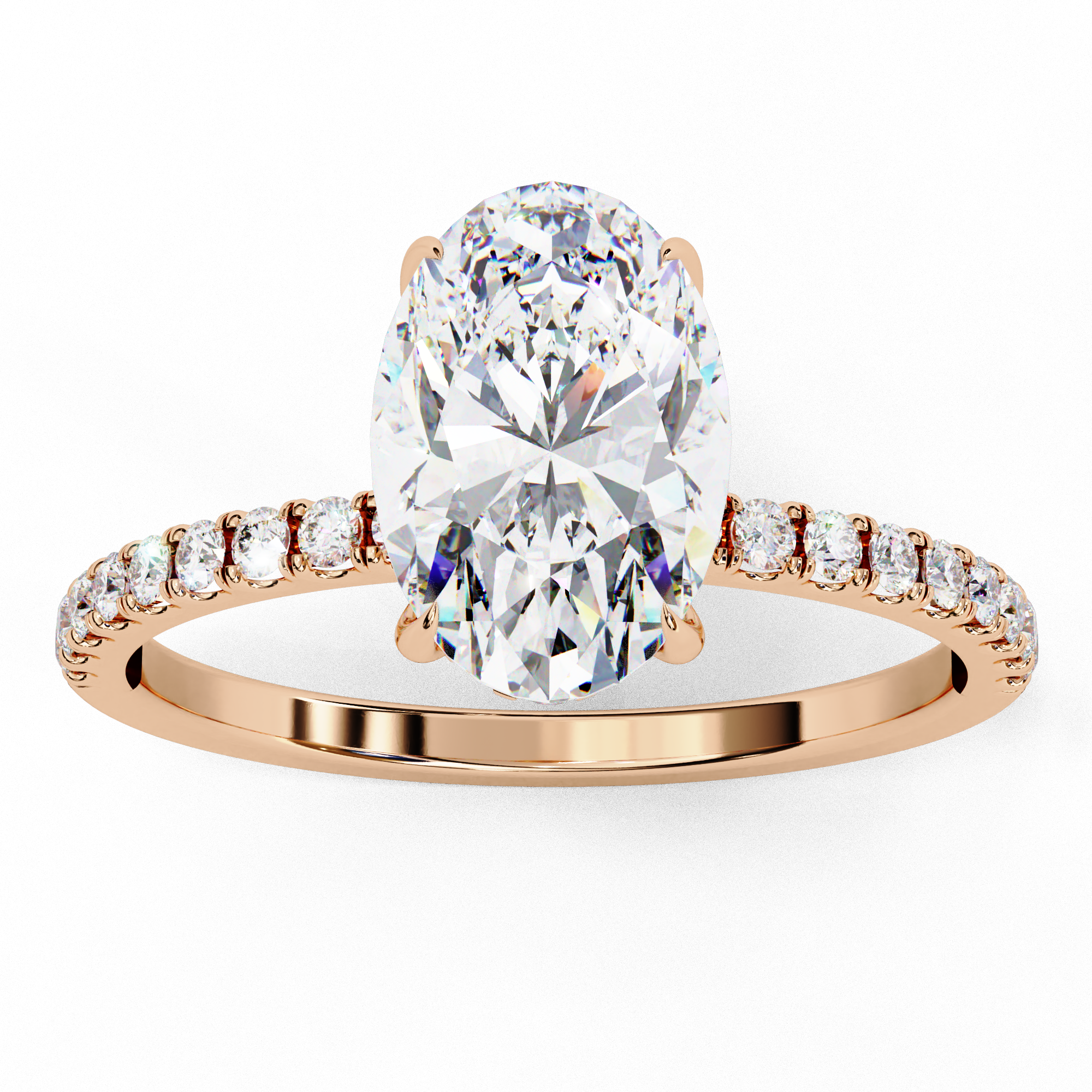 Elegant 1.43 Carat Oval & Round Lab Grown Diamond Engagement Ring