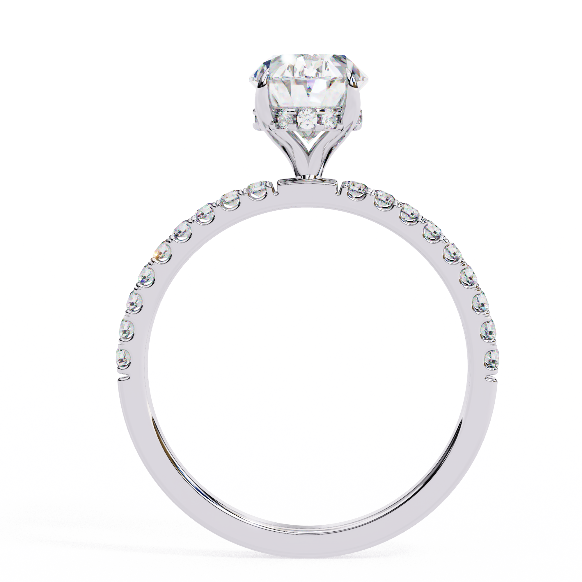 Elegant 1.43 Carat Oval & Round Lab Grown Diamond Engagement Ring