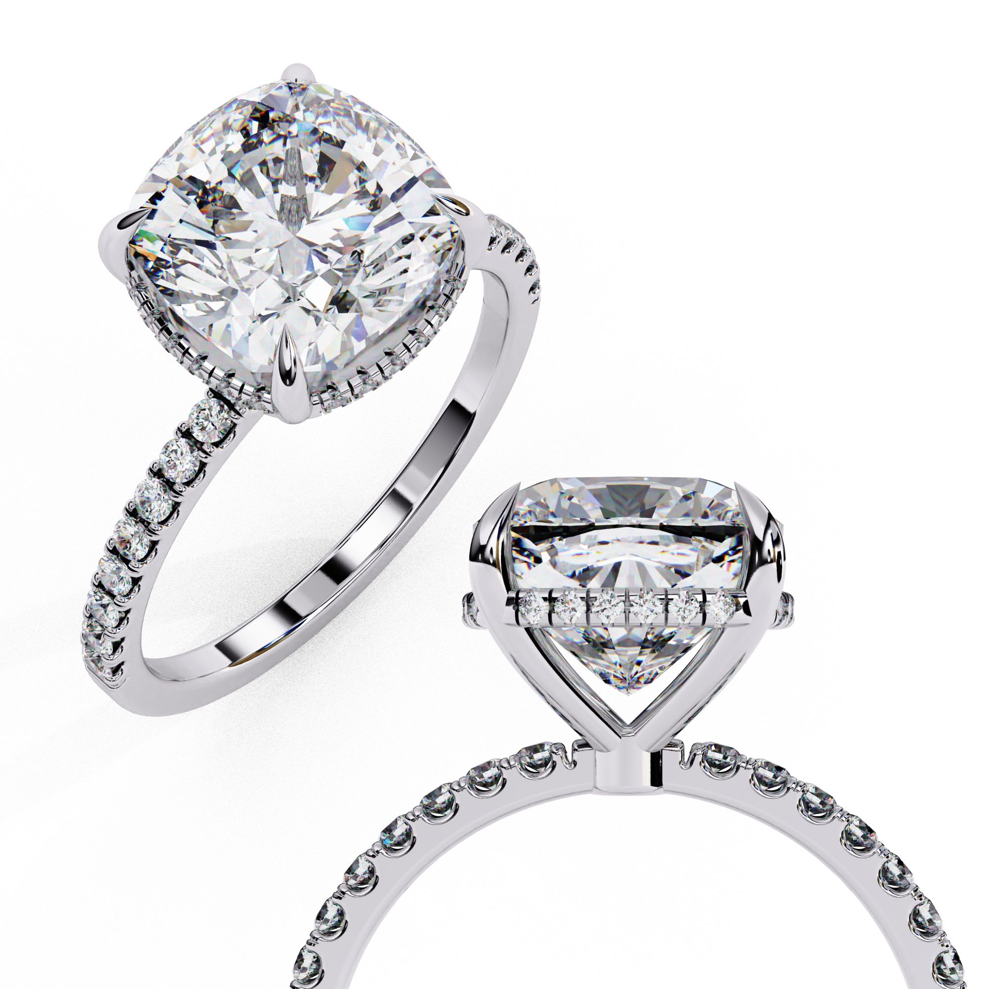 Luxury 3.53 Carat F/VS1 Cushion Lab Grown Diamond Engagement Ring