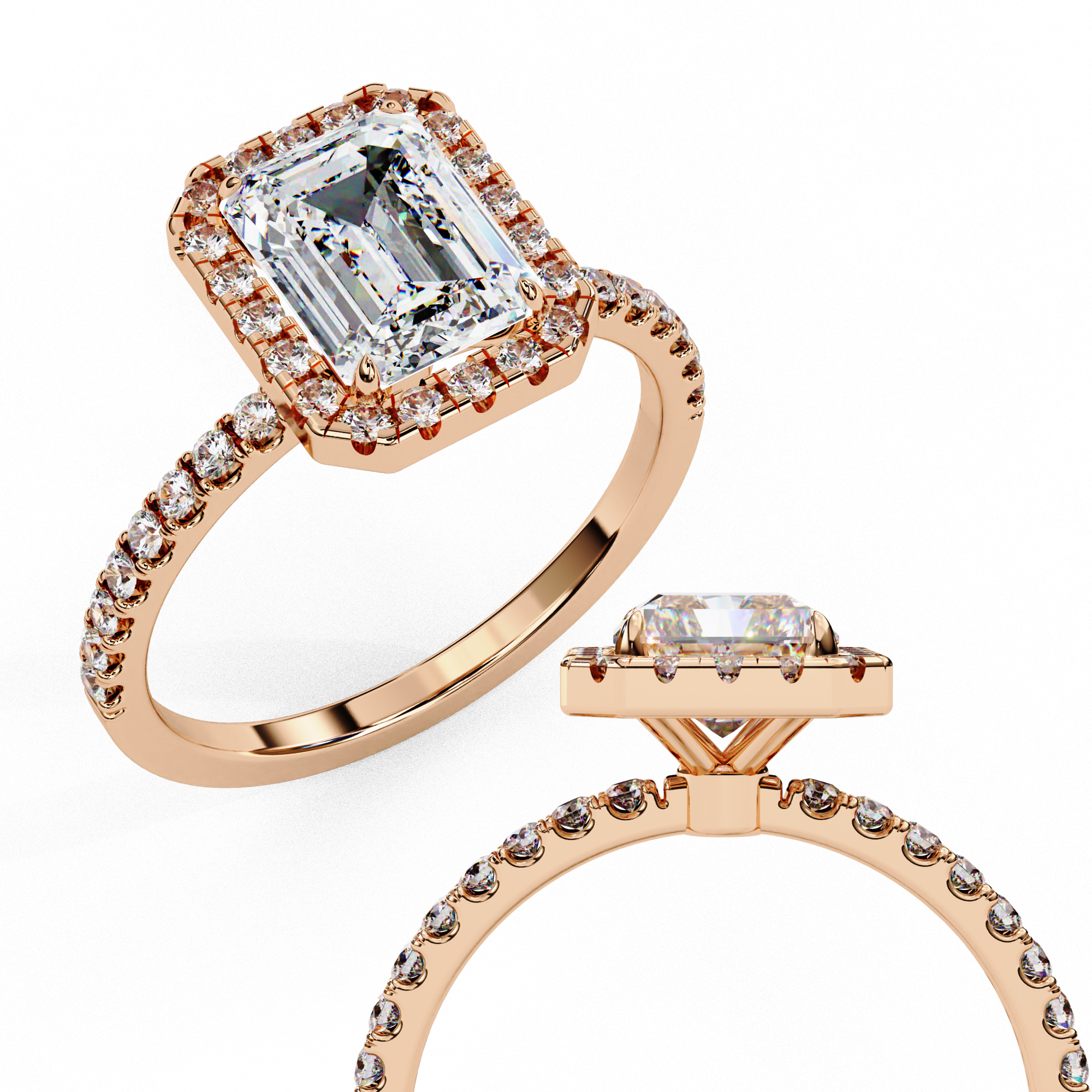2.01 CT Emerald Cut Lab Diamond Halo Ring – Vintage Style