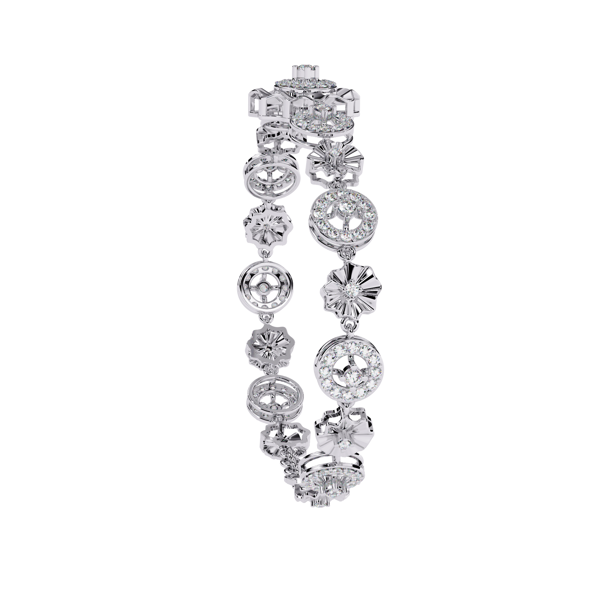 Solitairekart 1.29ct Floral Diamond Link Bracelet-HI Color, VS-SI Clarity