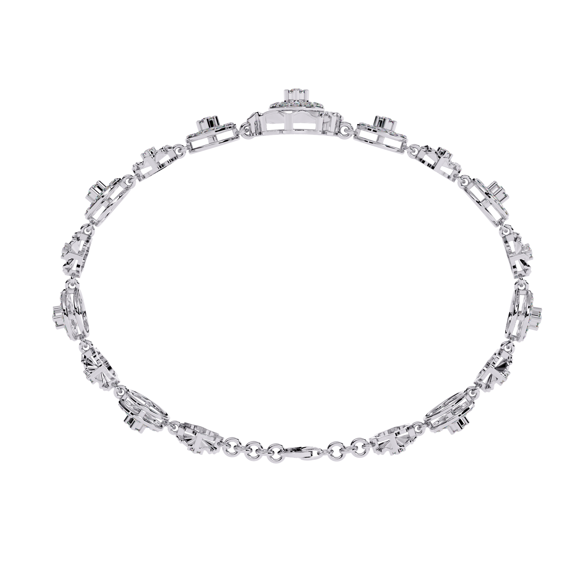 Solitairekart 1.29ct Floral Diamond Link Bracelet-HI Color, VS-SI Clarity