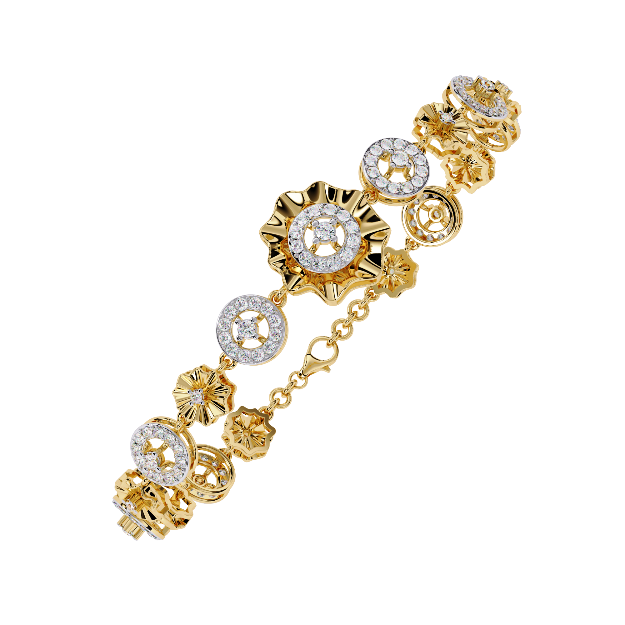 Solitairekart 1.29ct Floral Diamond Link Bracelet-HI Color, VS-SI Clarity