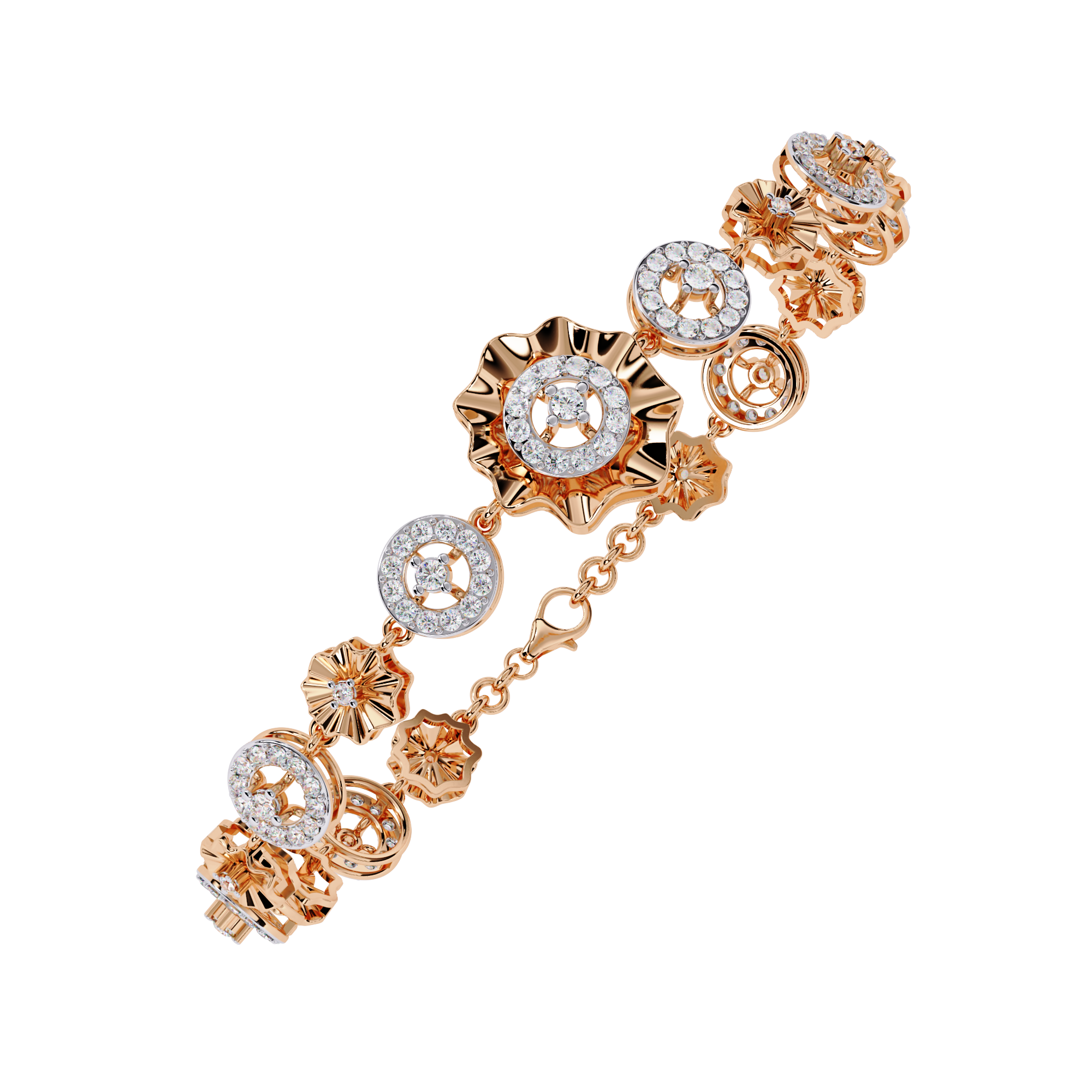 Solitairekart 1.29ct Floral Diamond Link Bracelet-HI Color, VS-SI Clarity