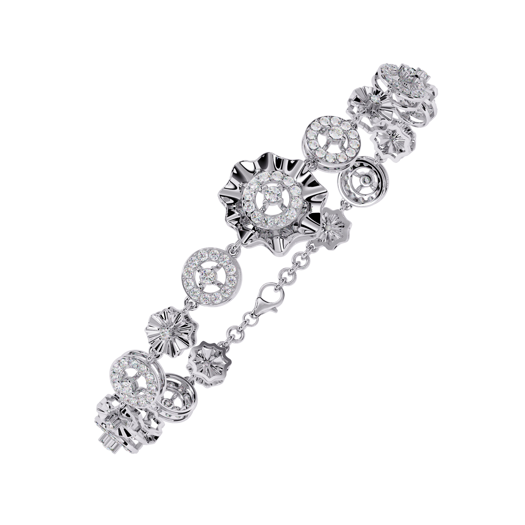 Solitairekart 1.29ct Floral Diamond Link Bracelet-HI Color, VS-SI Clarity