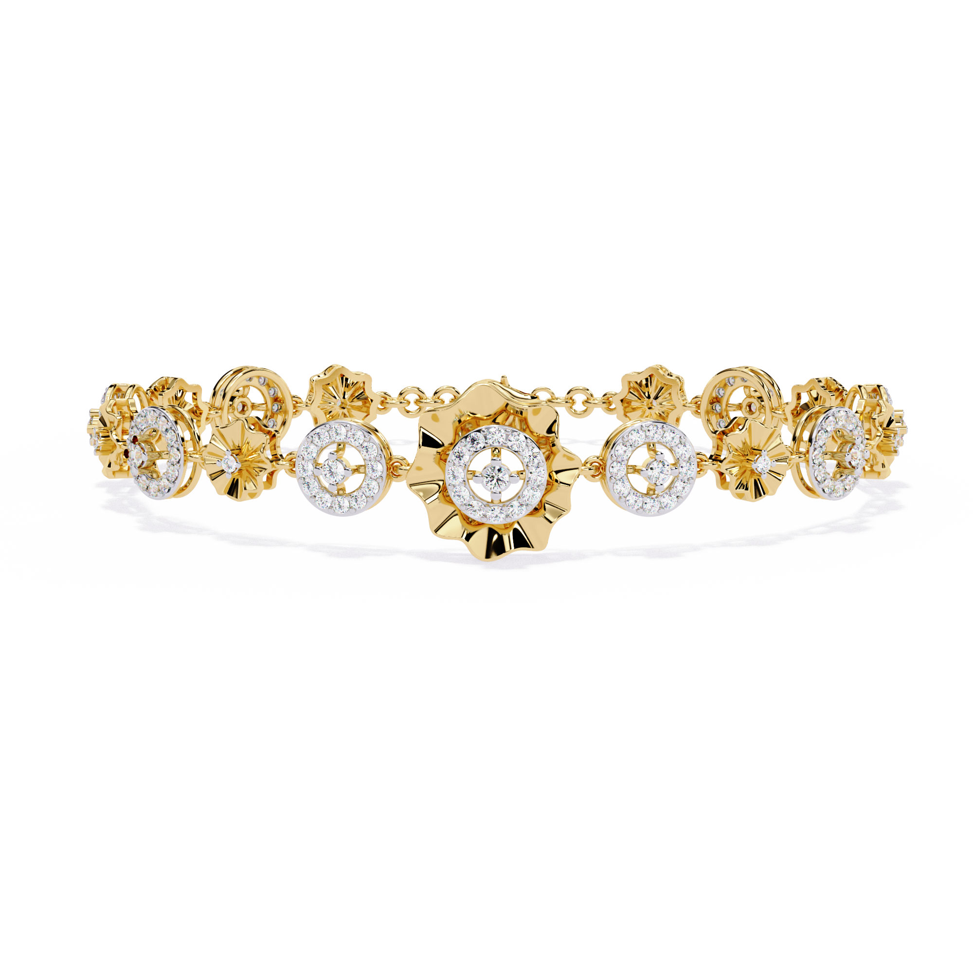 Solitairekart 1.29ct Floral Diamond Link Bracelet-HI Color, VS-SI Clarity