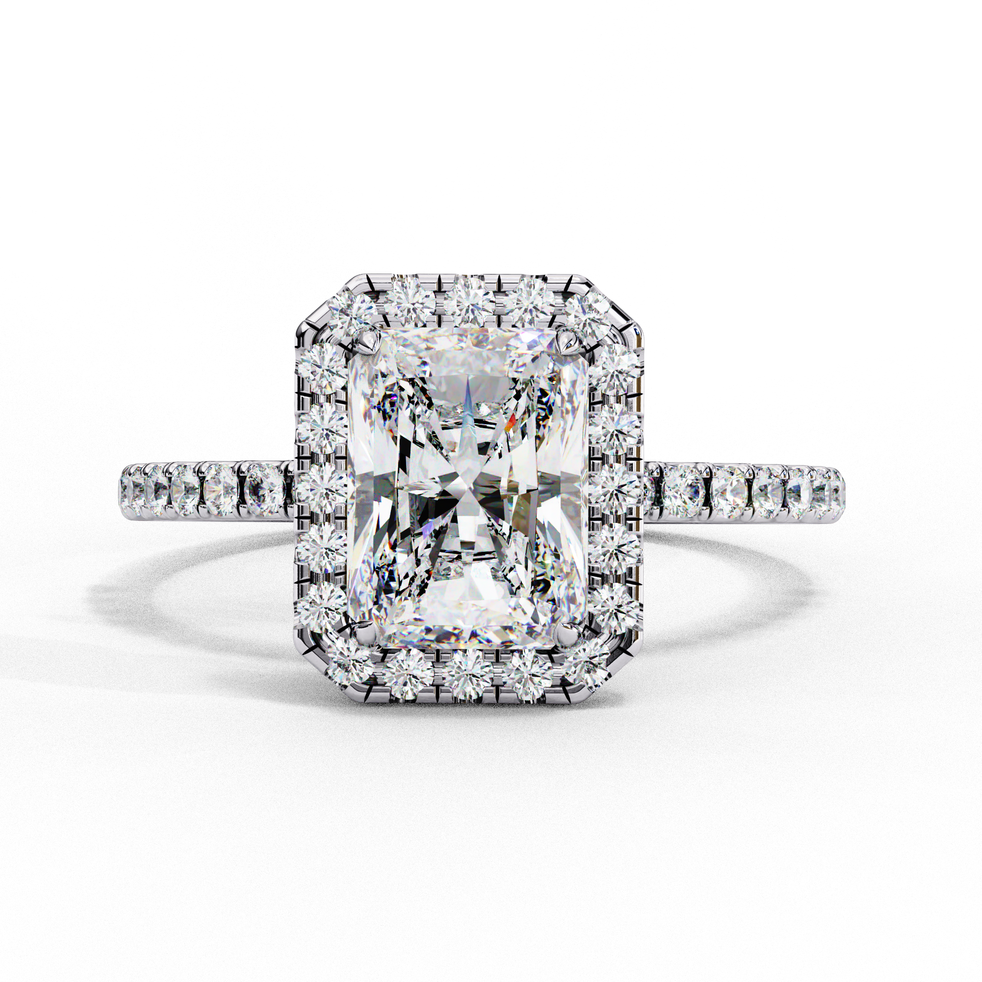 2.14 CT Radiant Cut Lab Diamond Halo Ring – Vintage Style