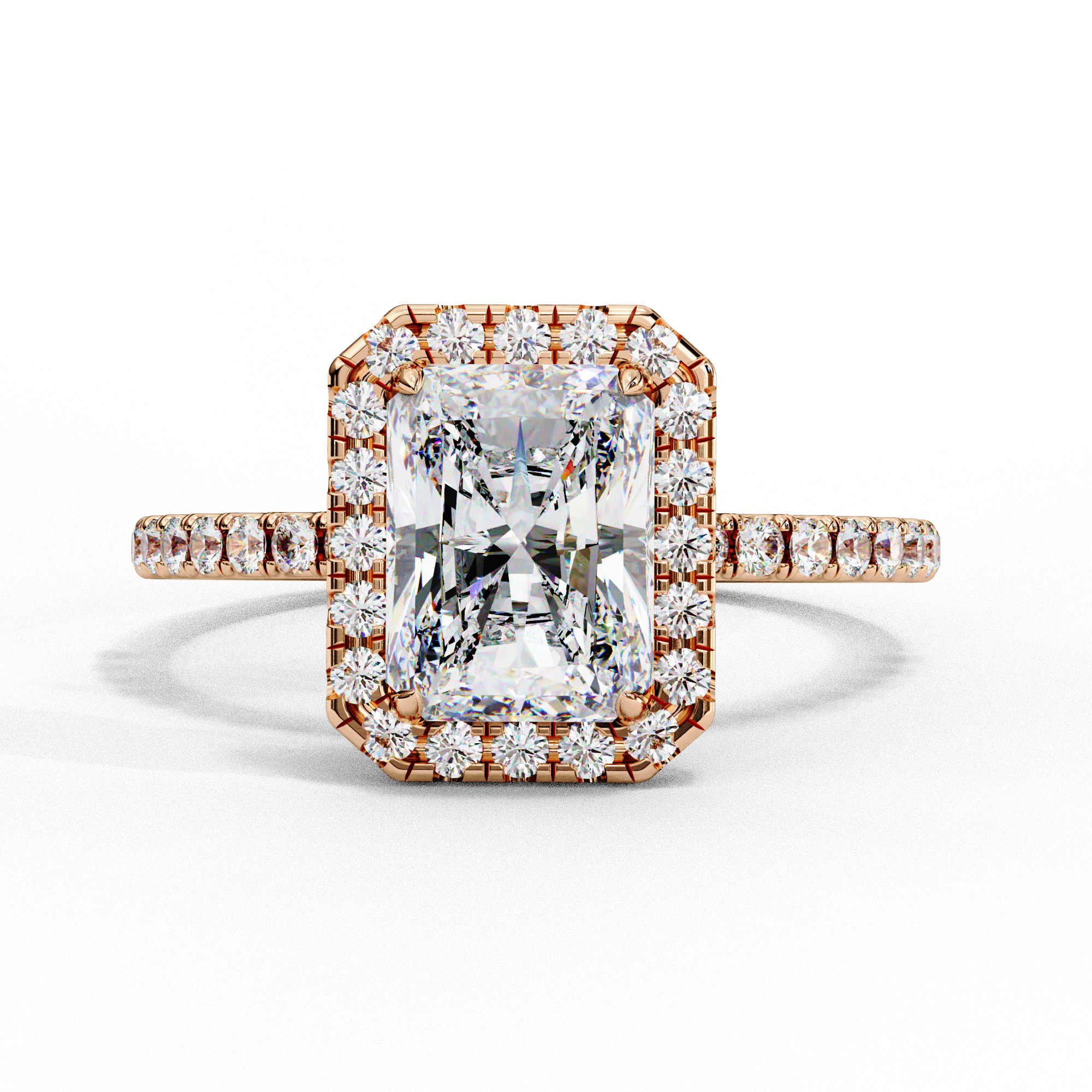 2.14 CT Radiant Cut Lab Diamond Halo Ring – Vintage Style