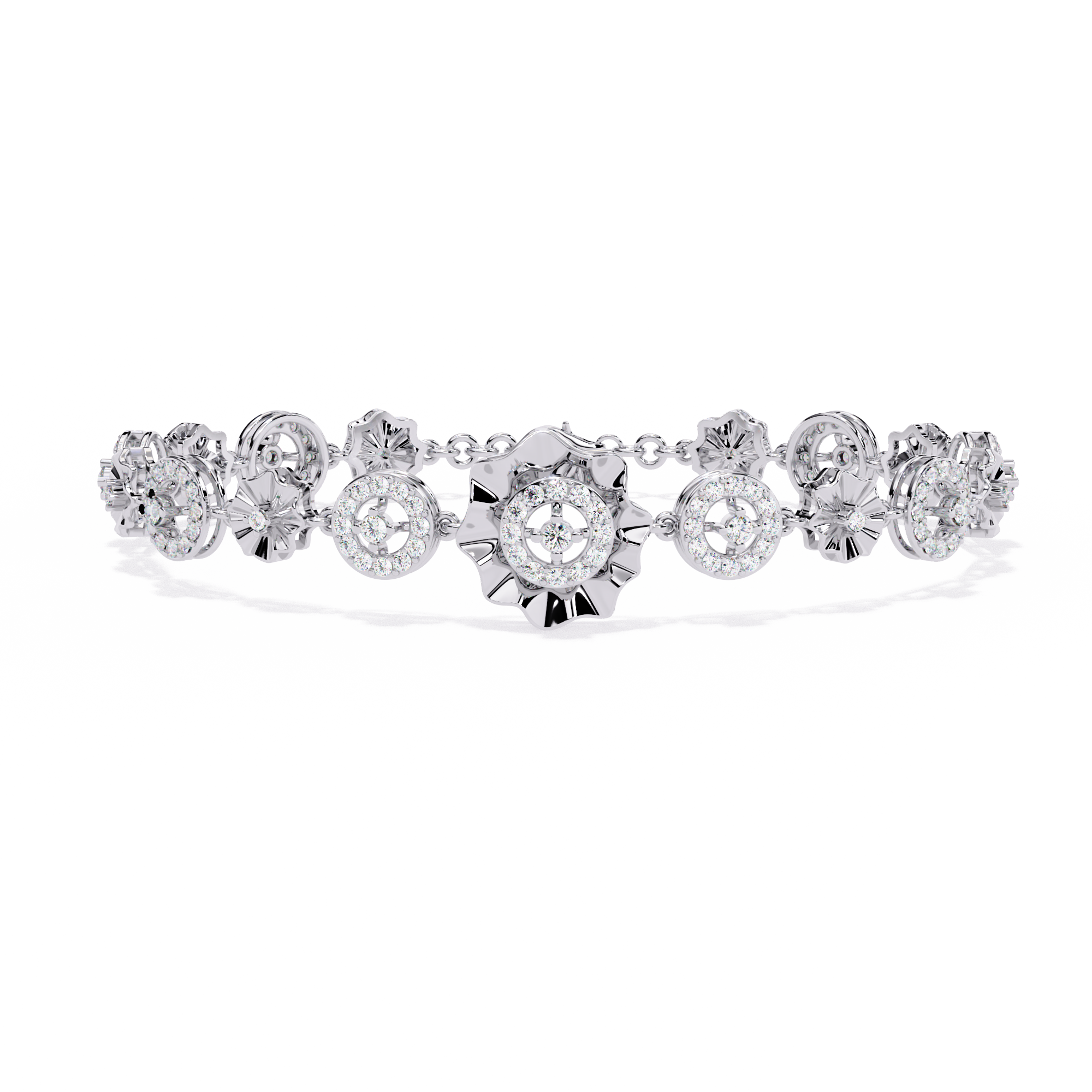 Solitairekart 1.29ct Floral Diamond Link Bracelet-HI Color, VS-SI Clarity