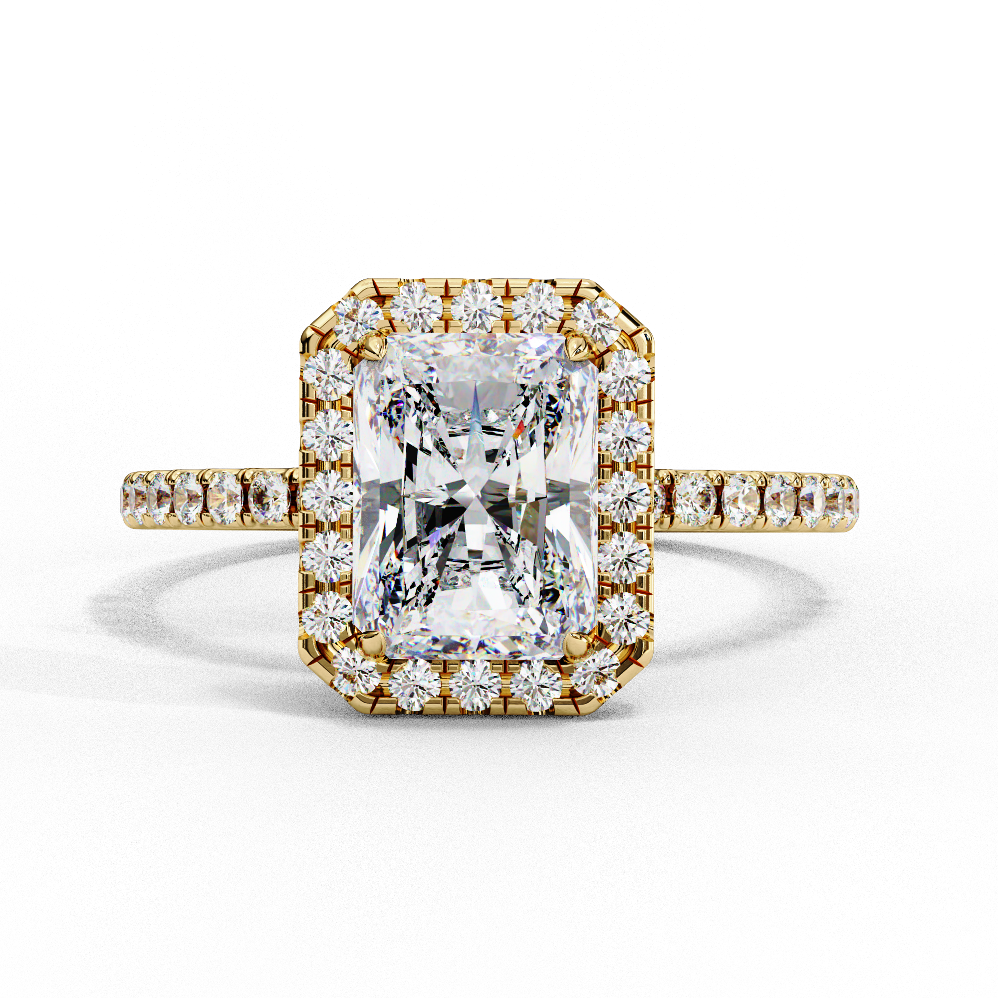 2.14 CT Radiant Cut Lab Diamond Halo Ring – Vintage Style