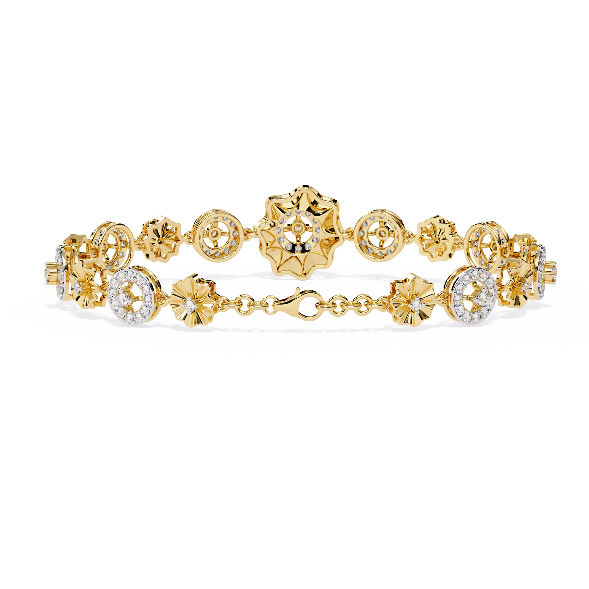 Solitairekart 1.29ct Floral Diamond Link Bracelet-HI Color, VS-SI Clarity
