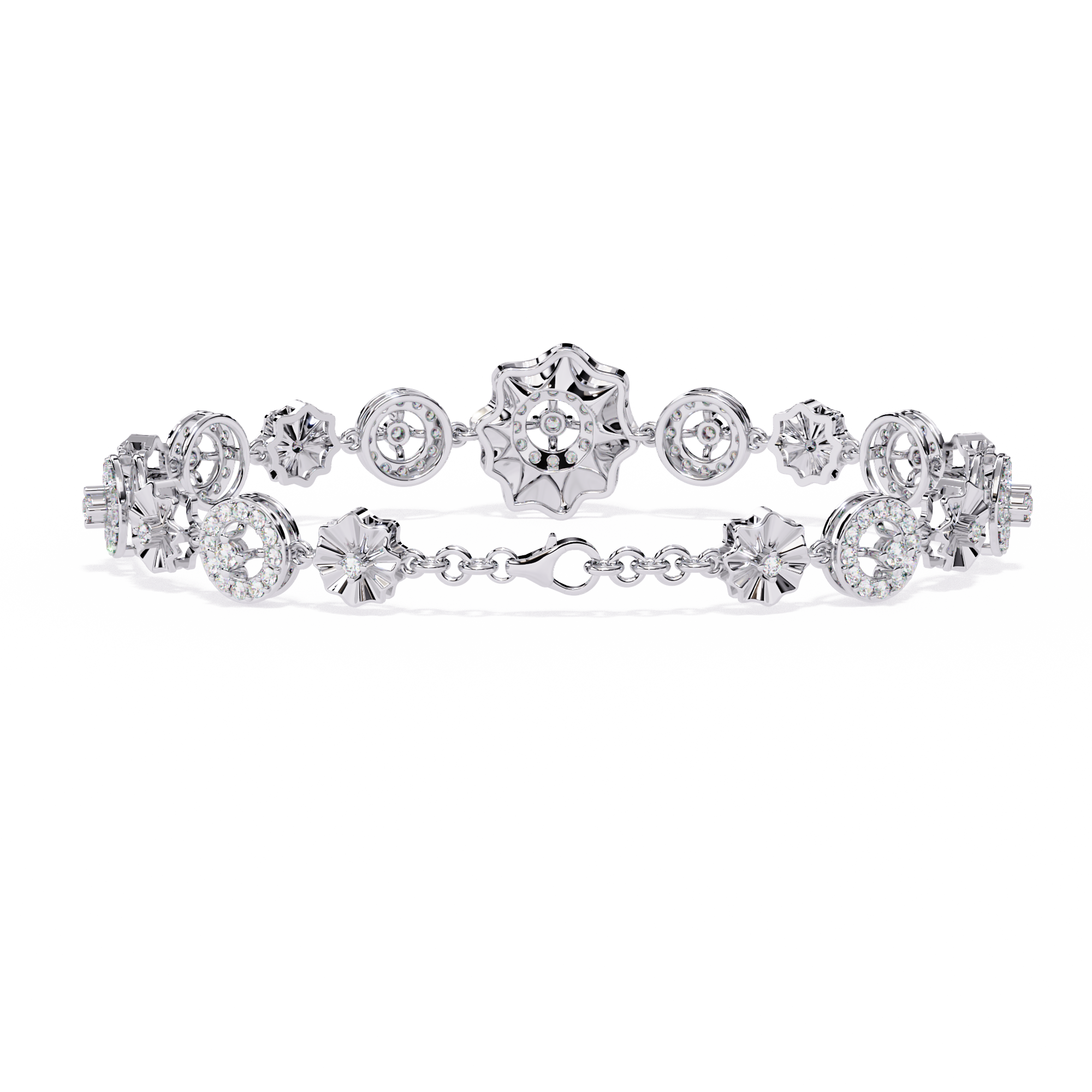 Solitairekart 1.29ct Floral Diamond Link Bracelet-HI Color, VS-SI Clarity