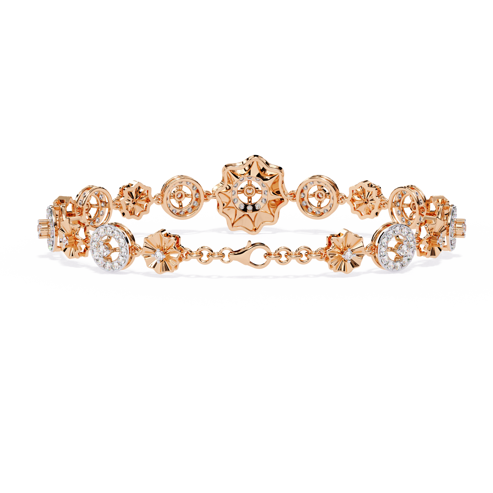 Solitairekart 1.29ct Floral Diamond Link Bracelet-HI Color, VS-SI Clarity