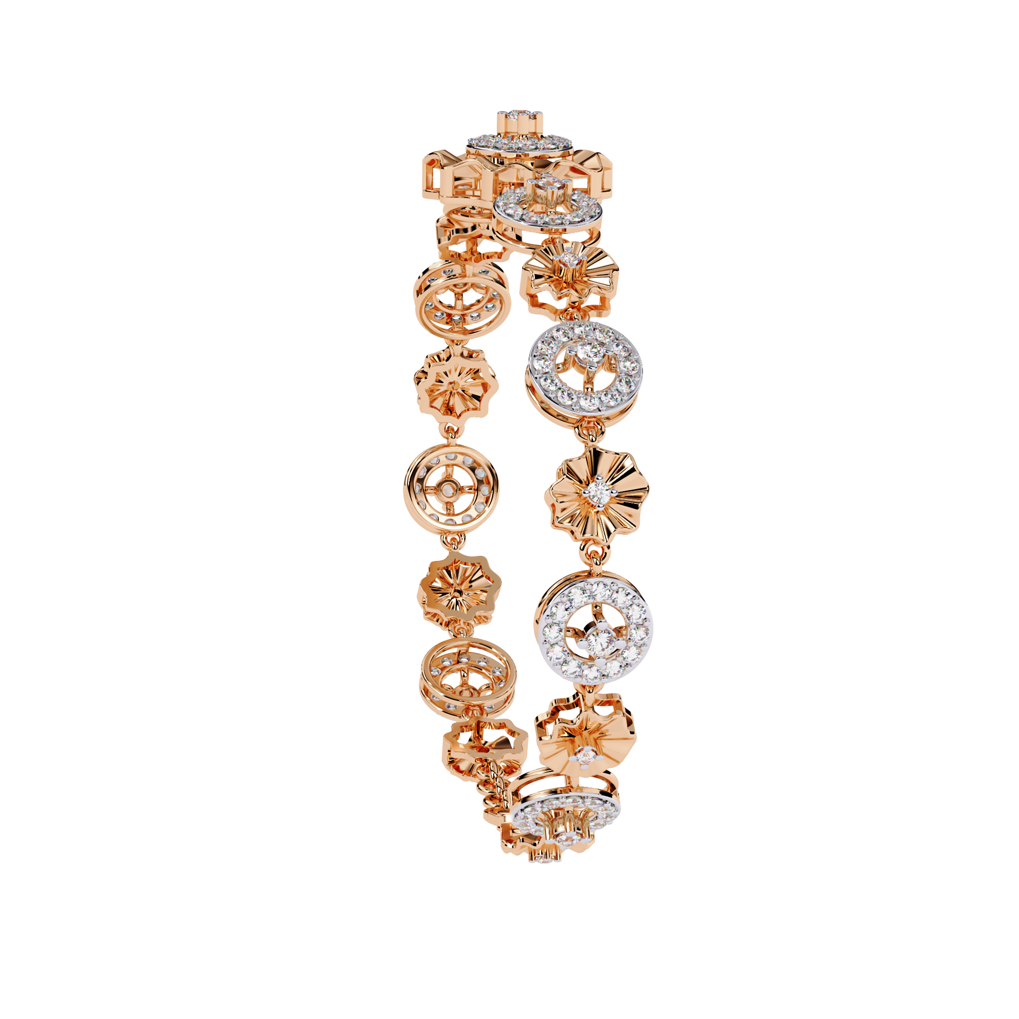 Solitairekart 1.29ct Floral Diamond Link Bracelet-HI Color, VS-SI Clarity