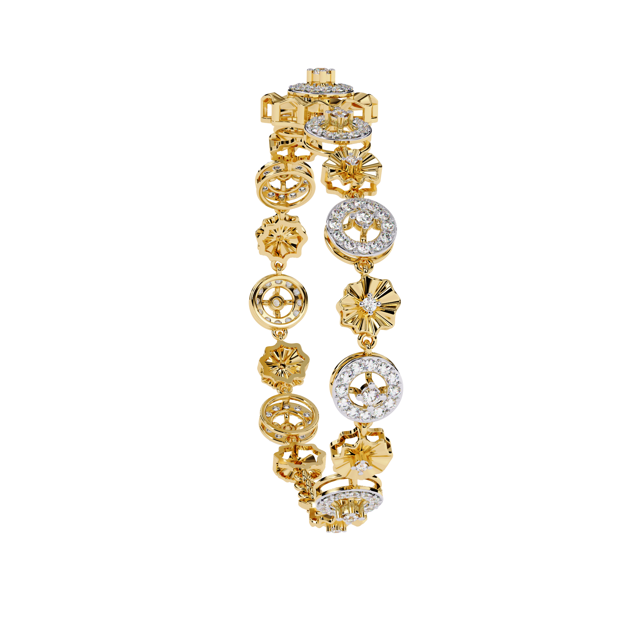 Solitairekart 1.29ct Floral Diamond Link Bracelet-HI Color, VS-SI Clarity