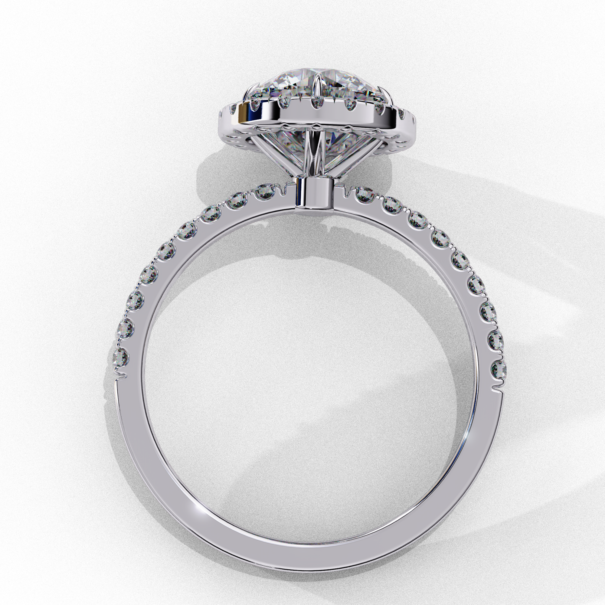 1.86 Carat Round Shape Lab Grown Diamond Halo Engagement Ring
