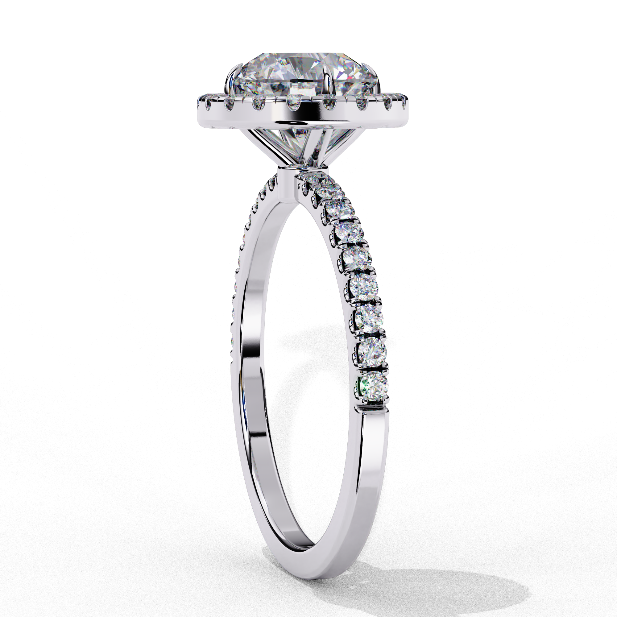 1.86 Carat Round Shape Lab Grown Diamond Halo Engagement Ring