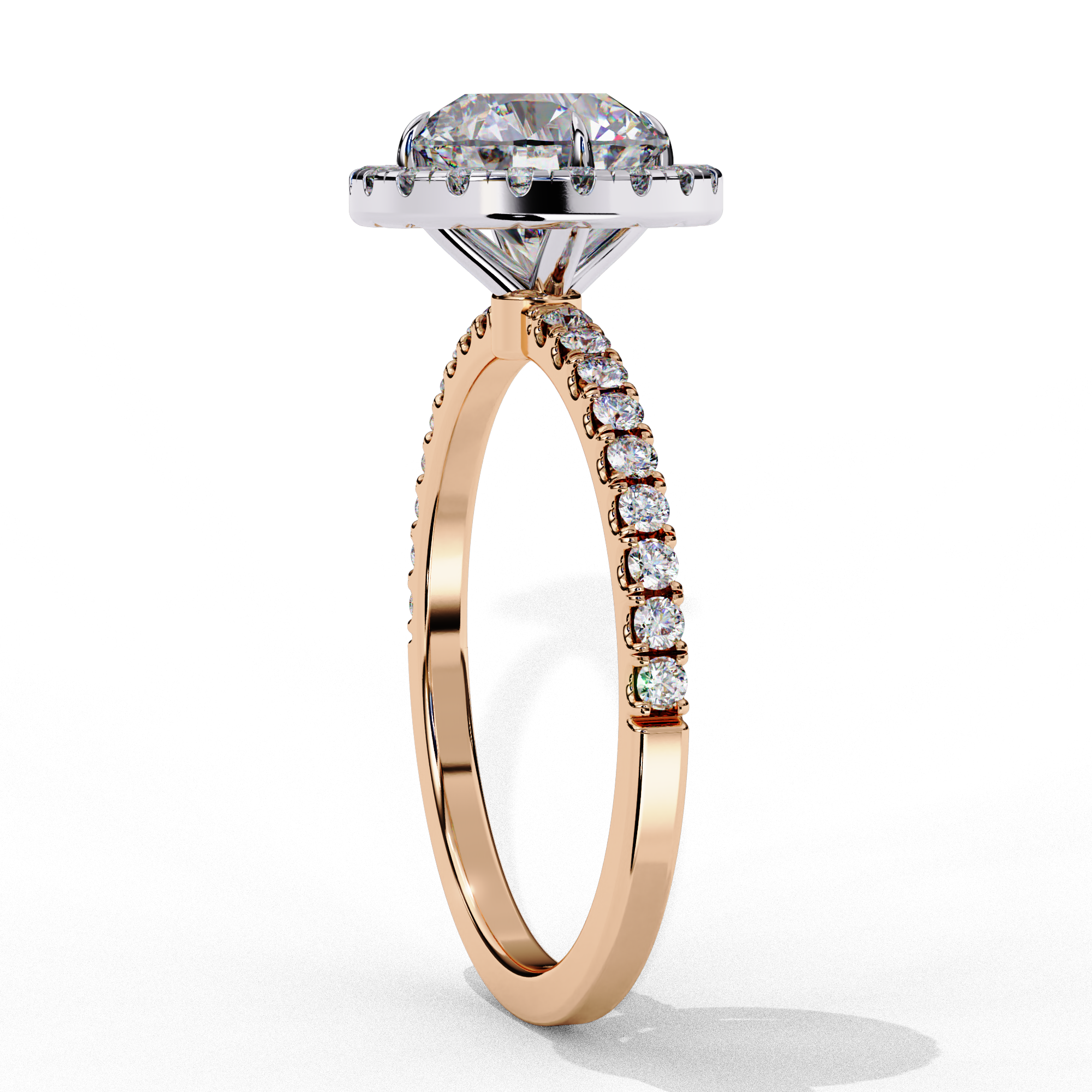 1.86 Carat Round Shape Lab Grown Diamond Halo Engagement Ring