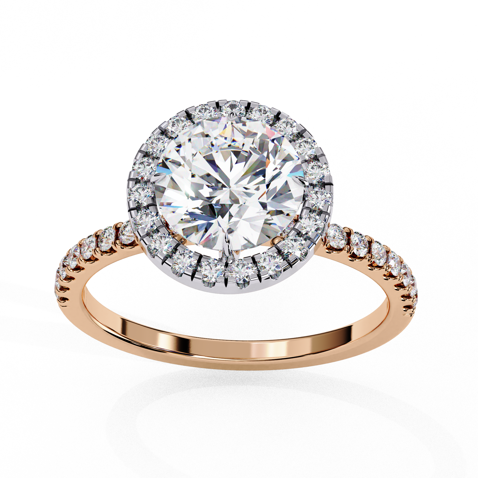 1.86 Carat Round Shape Lab Grown Diamond Halo Engagement Ring