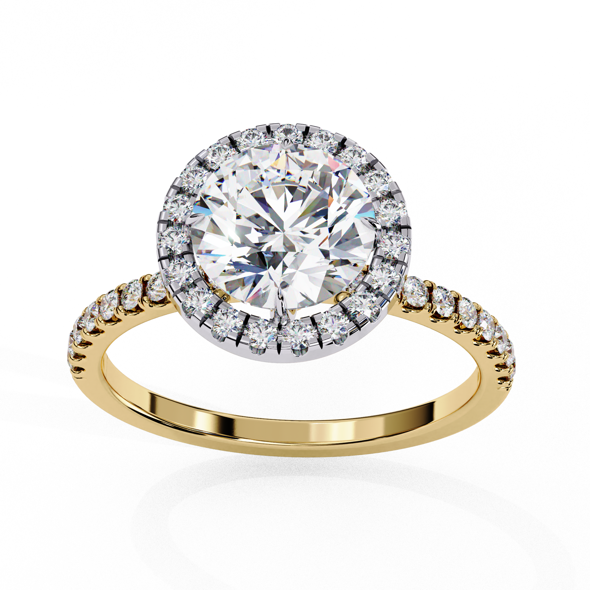 1.86 Carat Round Shape Lab Grown Diamond Halo Engagement Ring