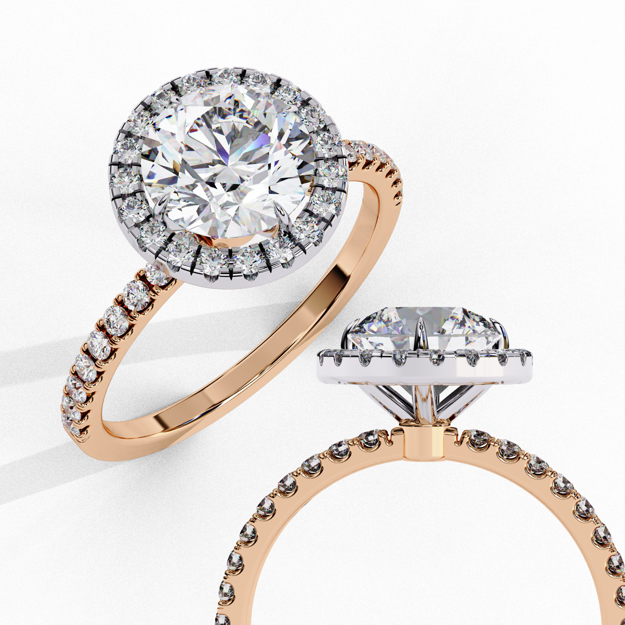 1.86 Carat Round Shape Lab Grown Diamond Halo Engagement Ring