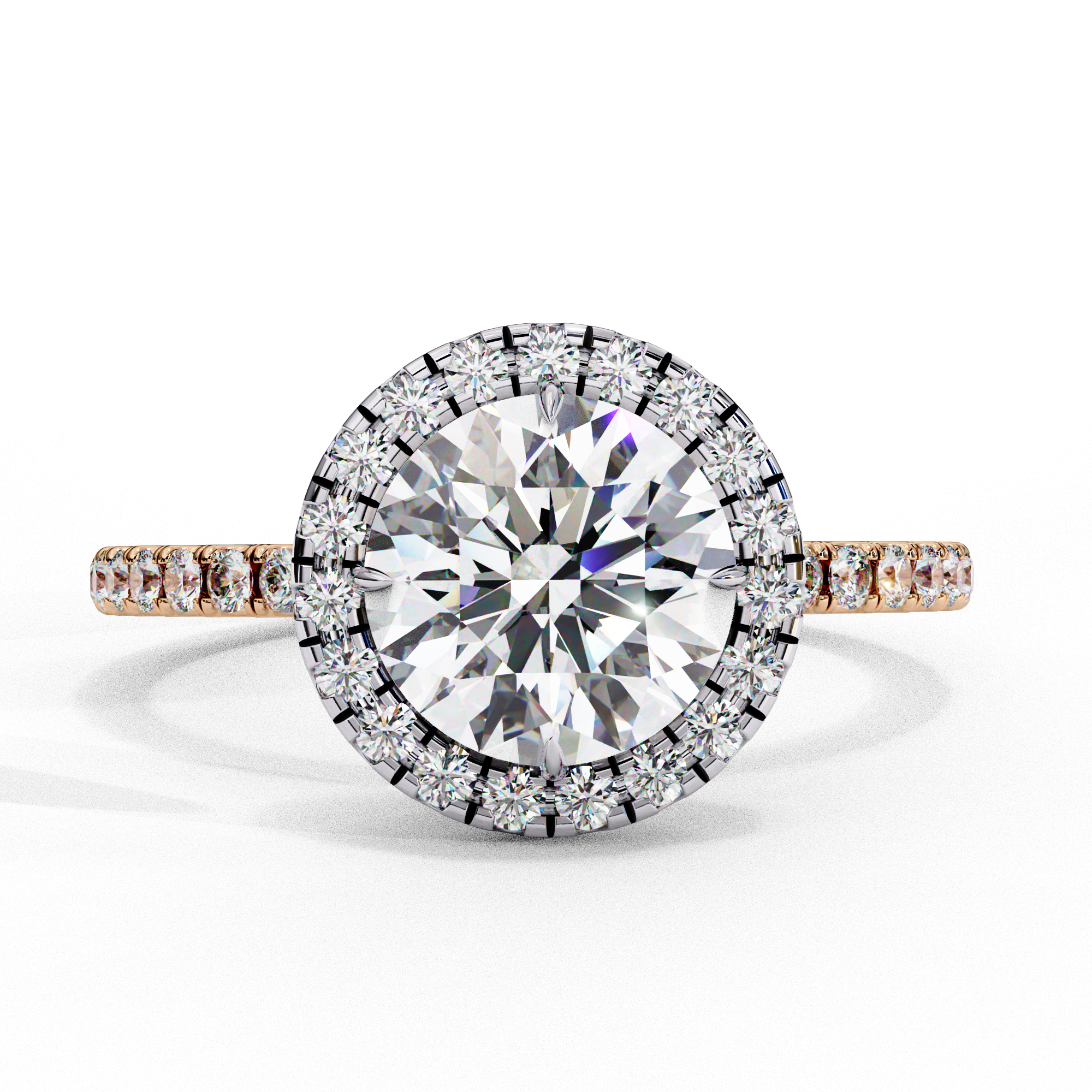 1.86 Carat Round Shape Lab Grown Diamond Halo Engagement Ring
