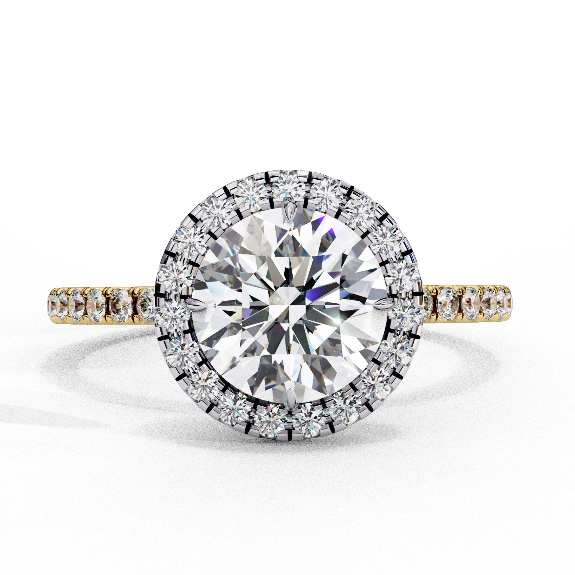 1.86 Carat Round Shape Lab Grown Diamond Halo Engagement Ring