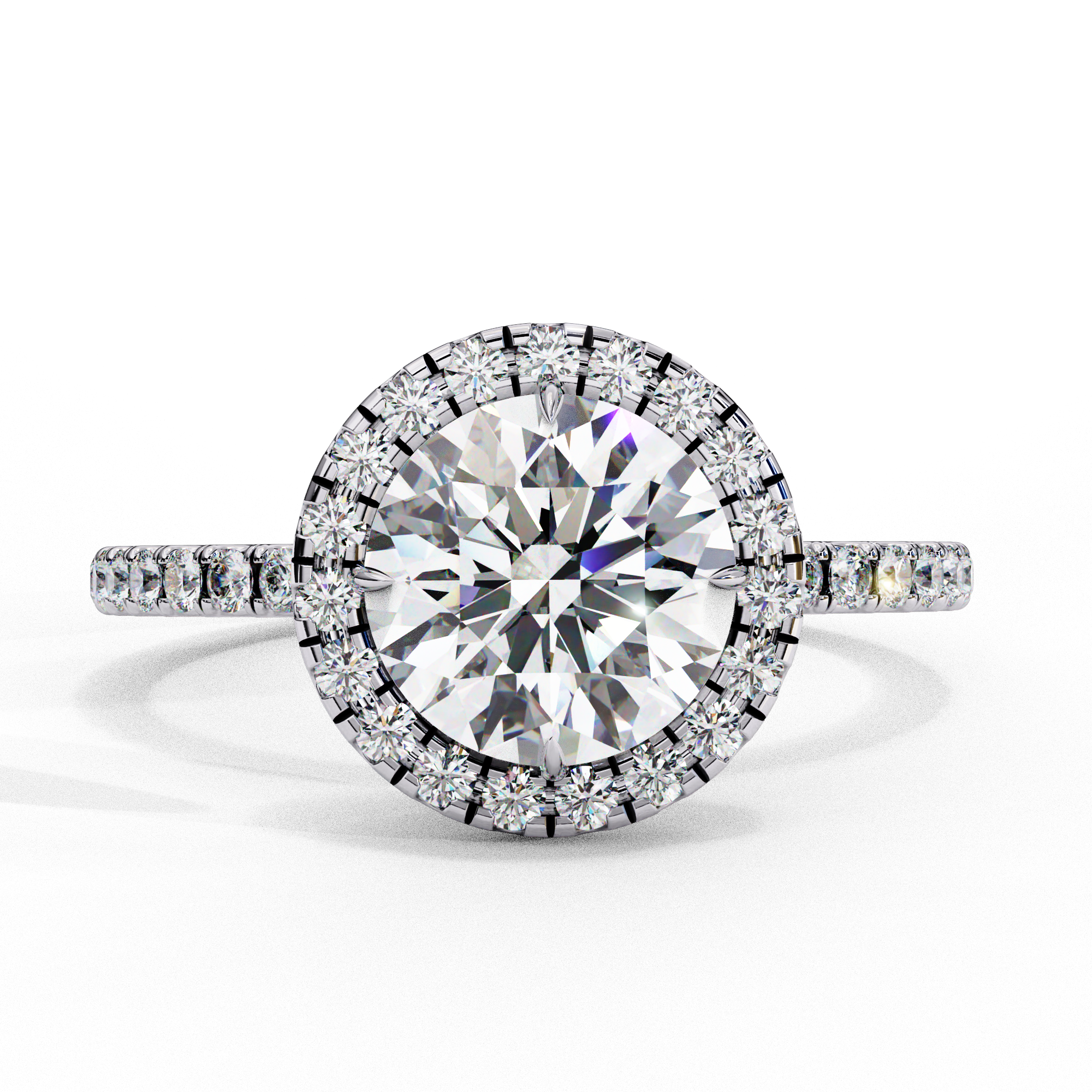 1.86 Carat Round Shape Lab Grown Diamond Halo Engagement Ring