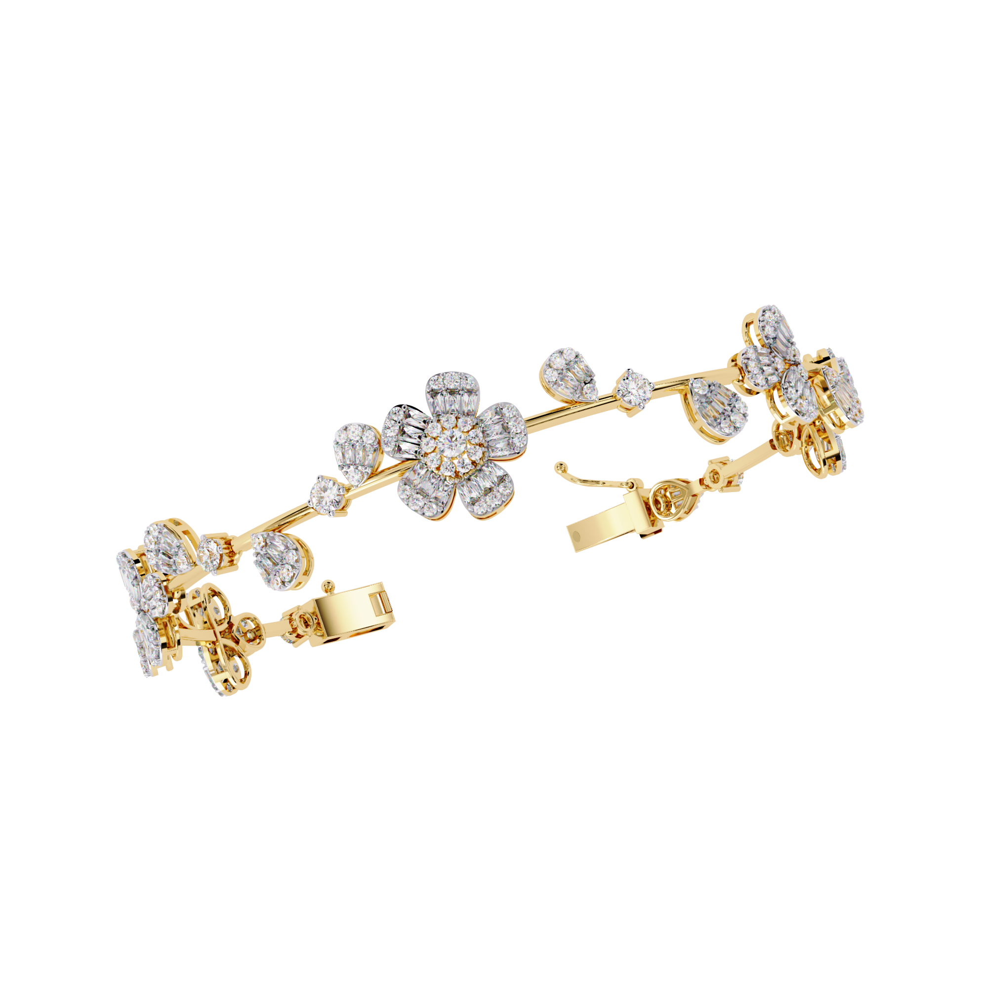 Solitairekart 2.36ct Floral Diamond Gold Bracelet-HI Color, VS-SI Clarity
