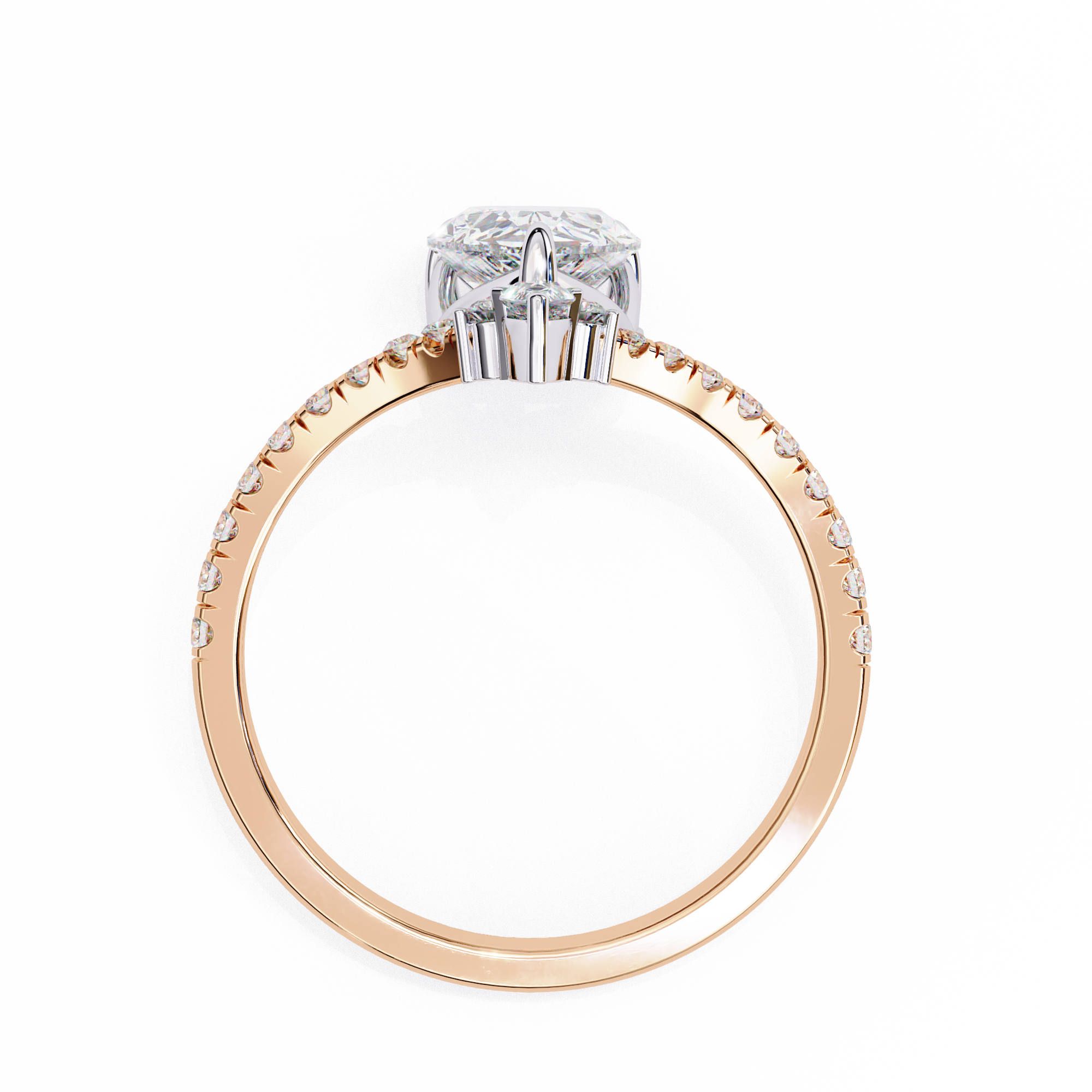 1.72 Carat Pear & Round Shape Lab Grown Diamond Engagement Ring