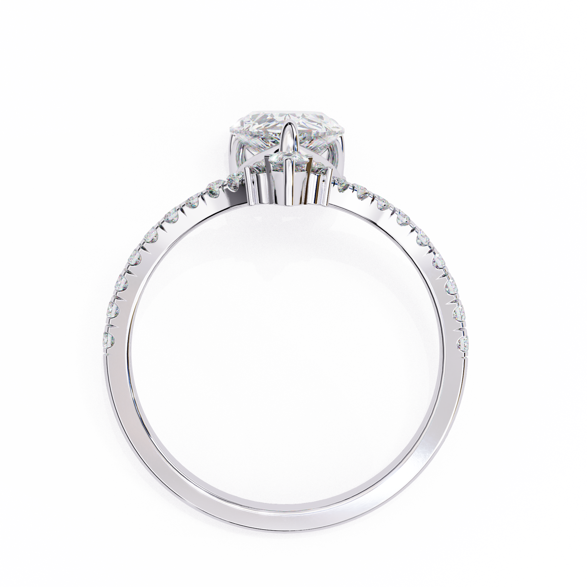 1.72 Carat Pear & Round Shape Lab Grown Diamond Engagement Ring