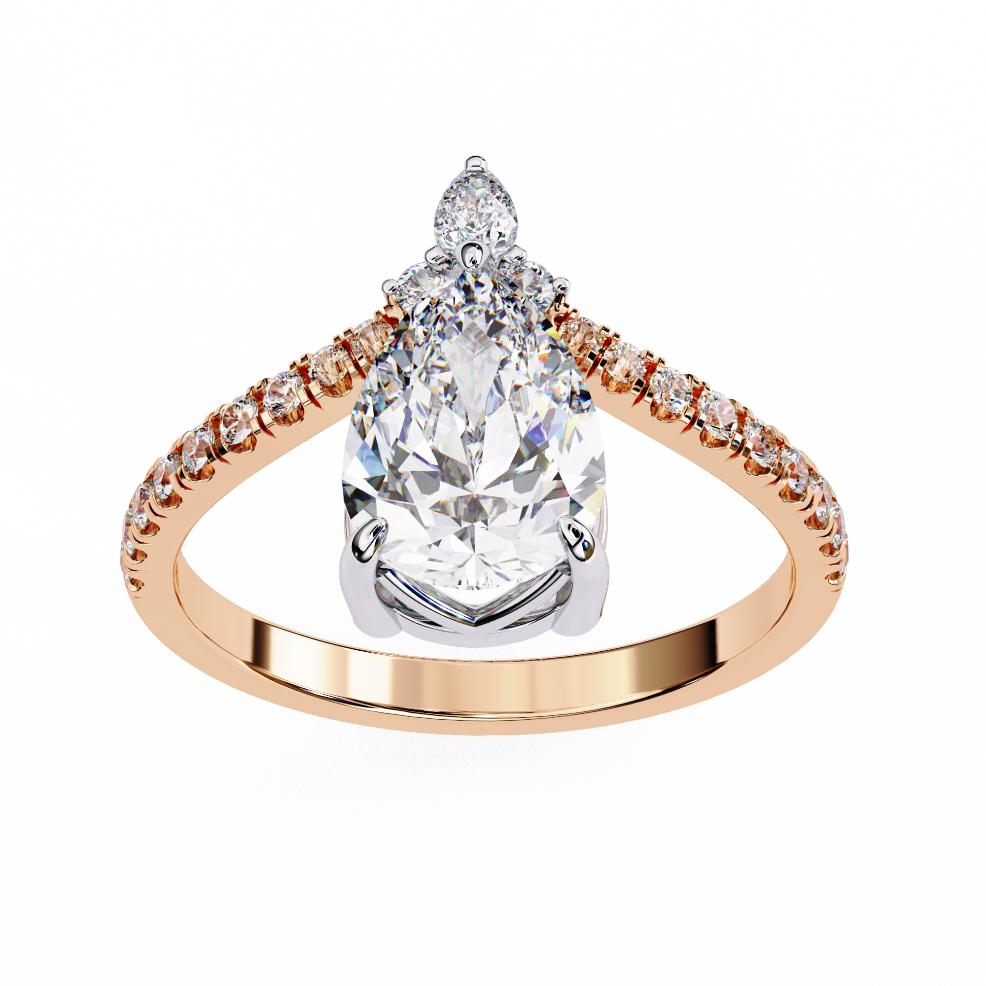 1.72 Carat Pear & Round Shape Lab Grown Diamond Engagement Ring