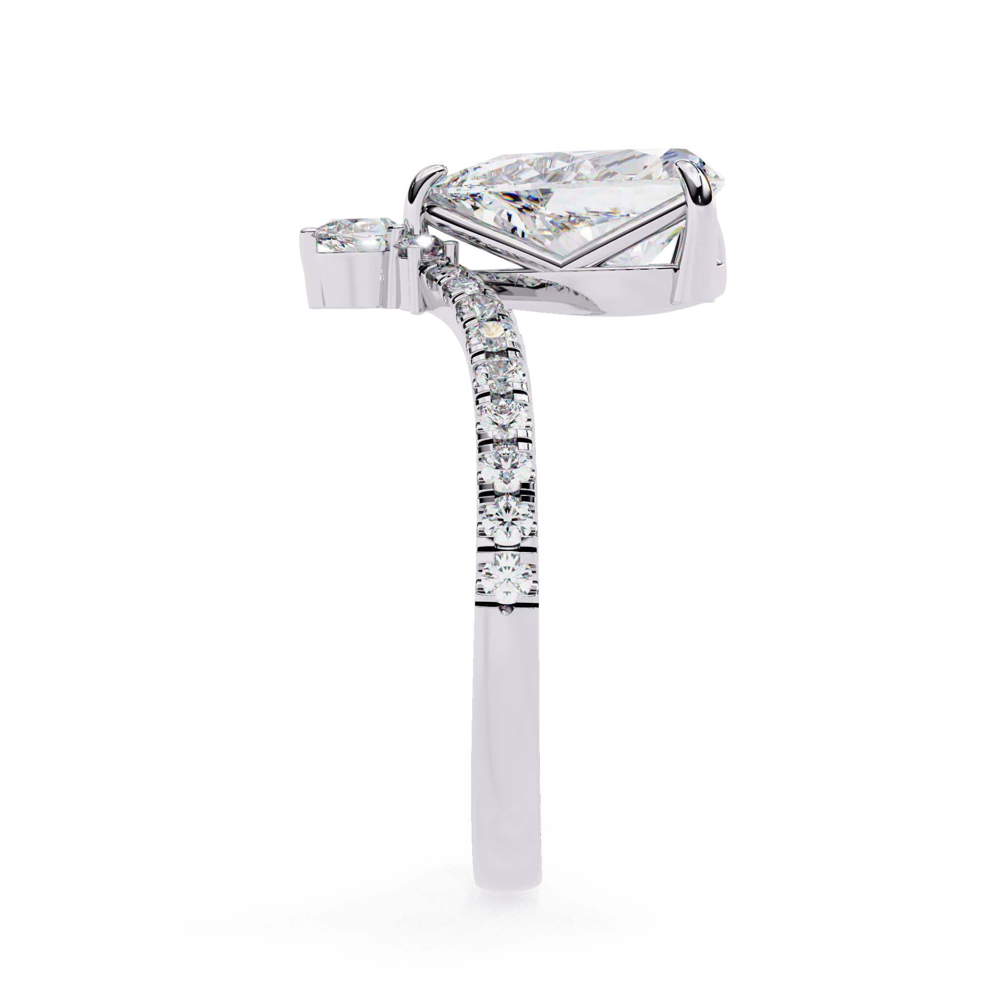 1.72 Carat Pear & Round Shape Lab Grown Diamond Engagement Ring