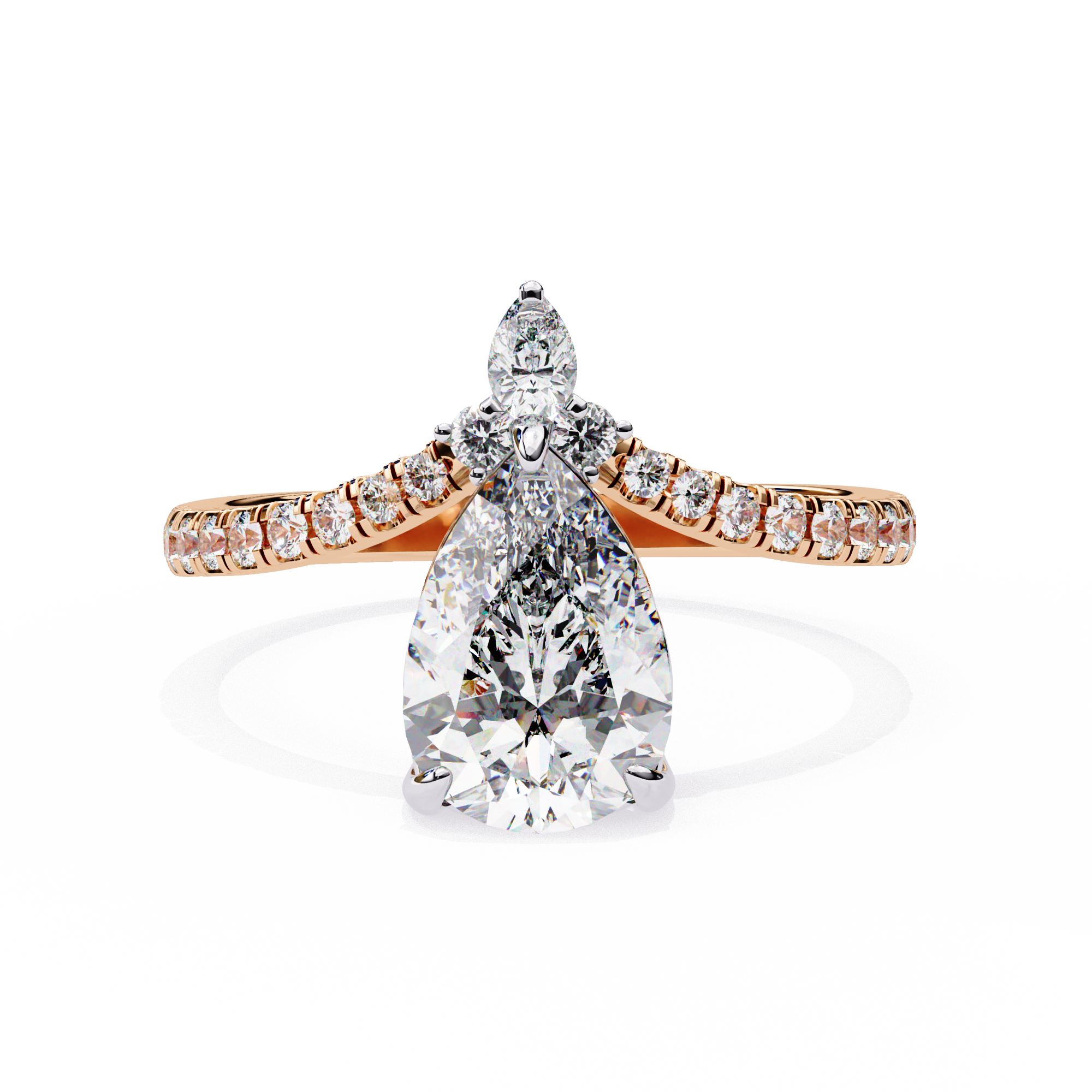 1.72 Carat Pear & Round Shape Lab Grown Diamond Engagement Ring