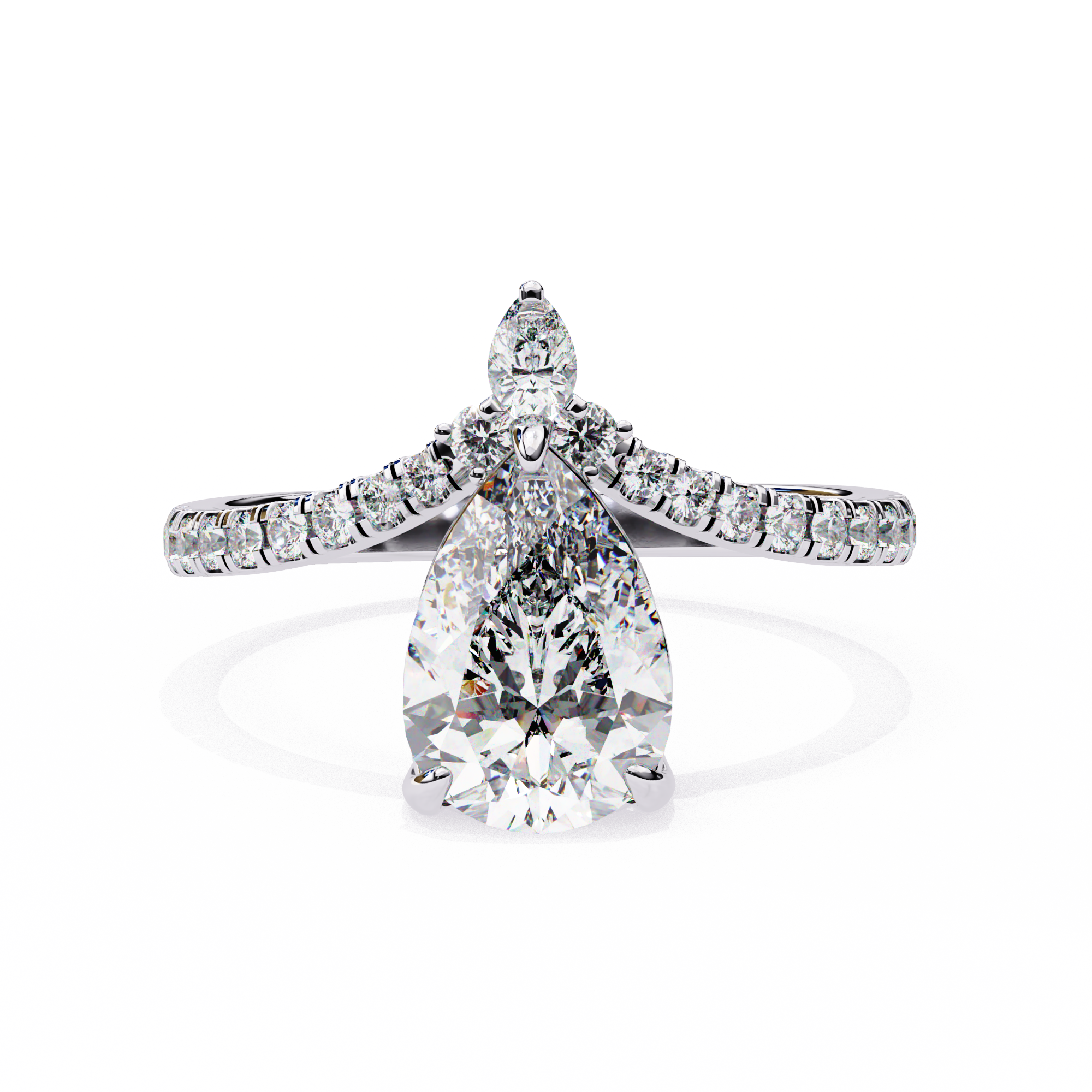 1.72 Carat Pear & Round Shape Lab Grown Diamond Engagement Ring