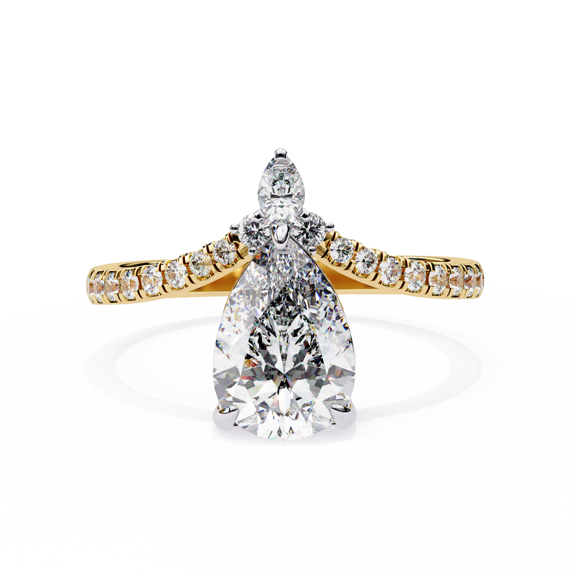 1.72 Carat Pear & Round Shape Lab Grown Diamond Engagement Ring
