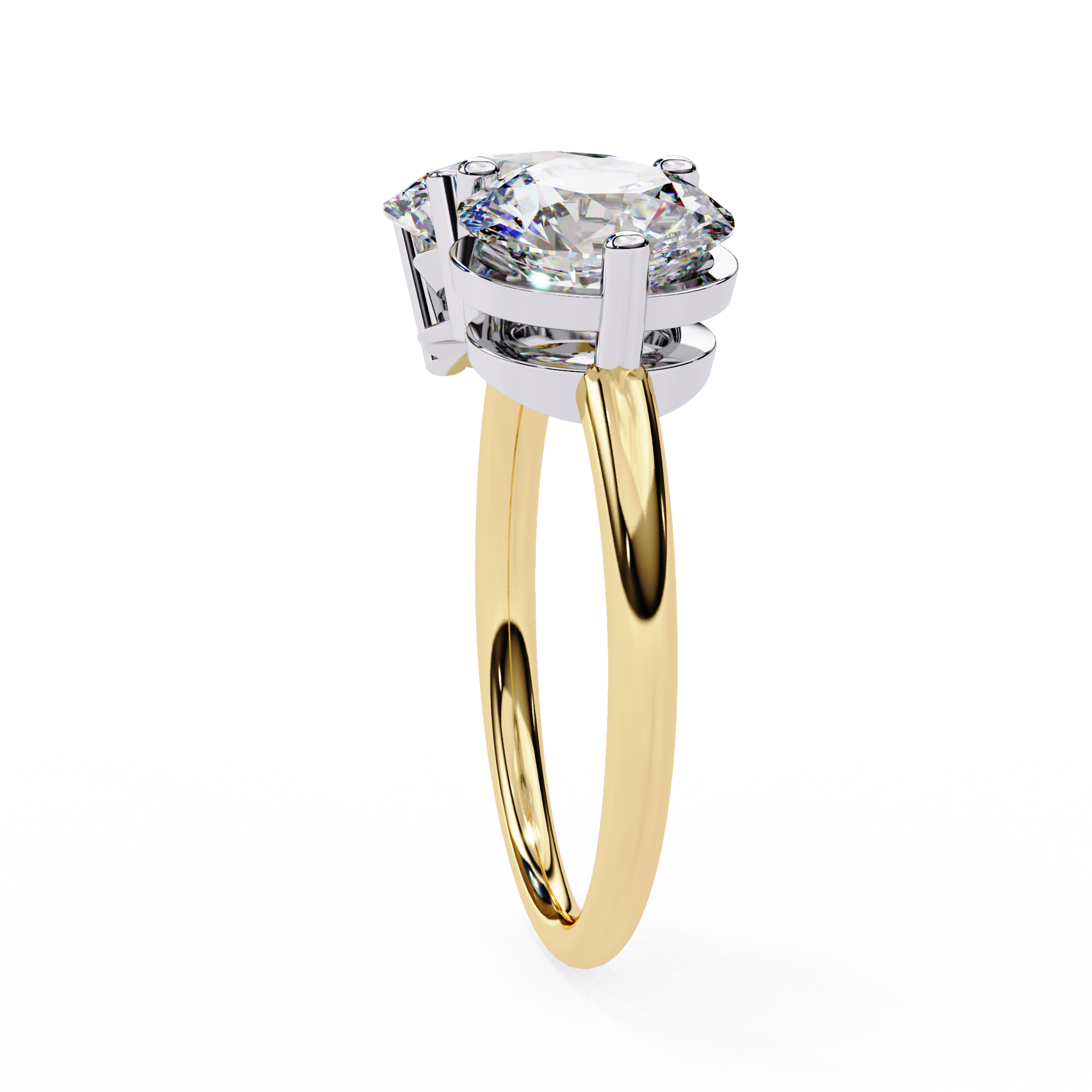 Elegant 3.32 Carat Lab Grown Diamond Two-Tone Engagement Ring