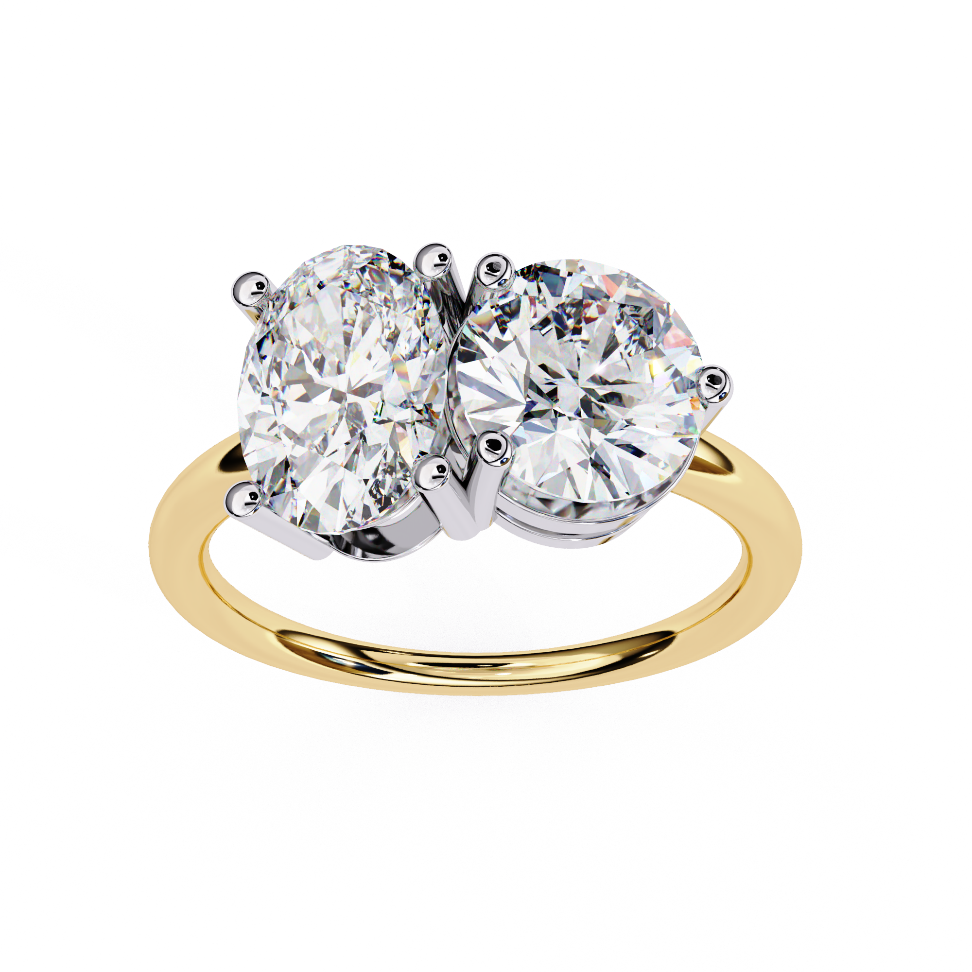 Elegant 3.32 Carat Lab Grown Diamond Two-Tone Engagement Ring