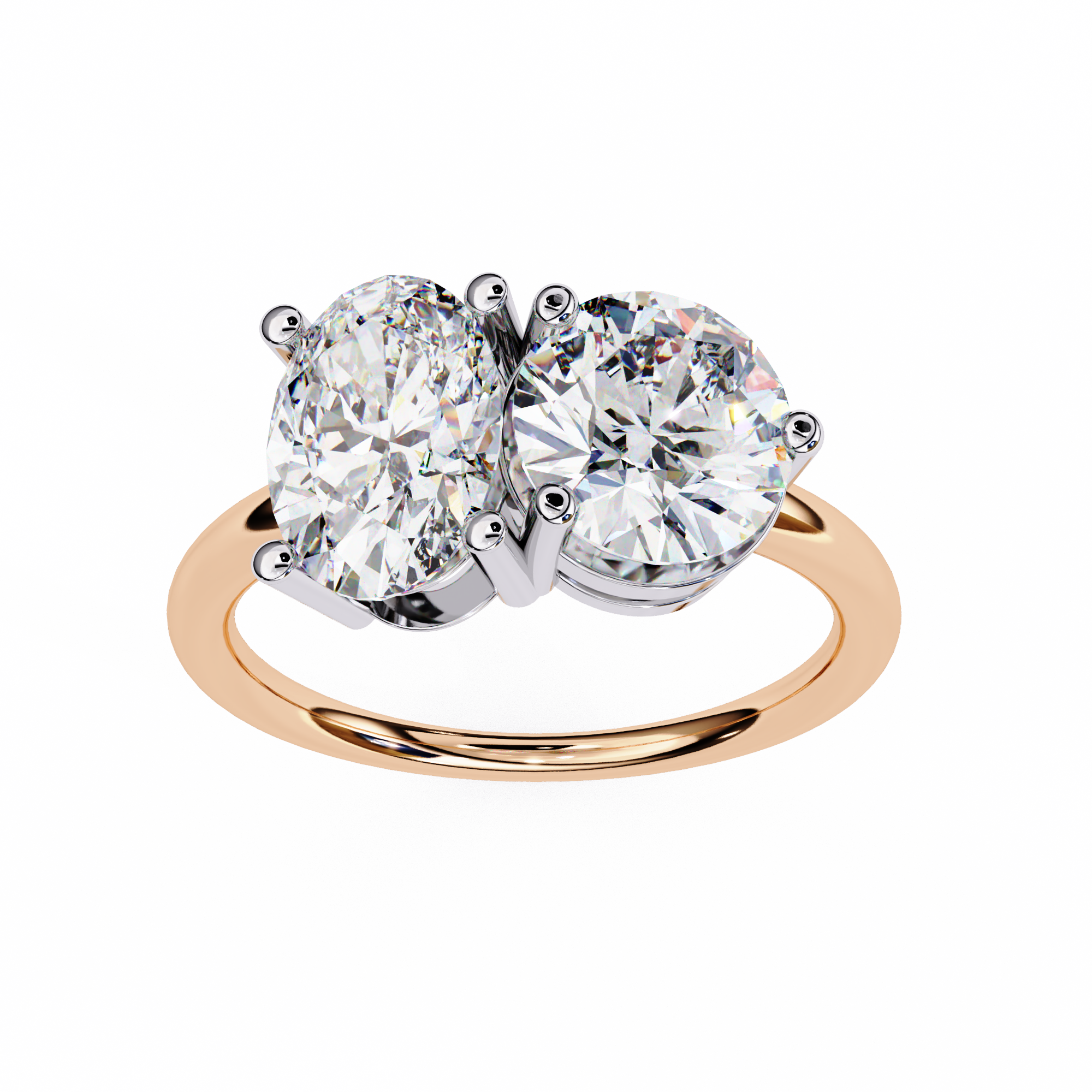 Elegant 3.32 Carat Lab Grown Diamond Two-Tone Engagement Ring