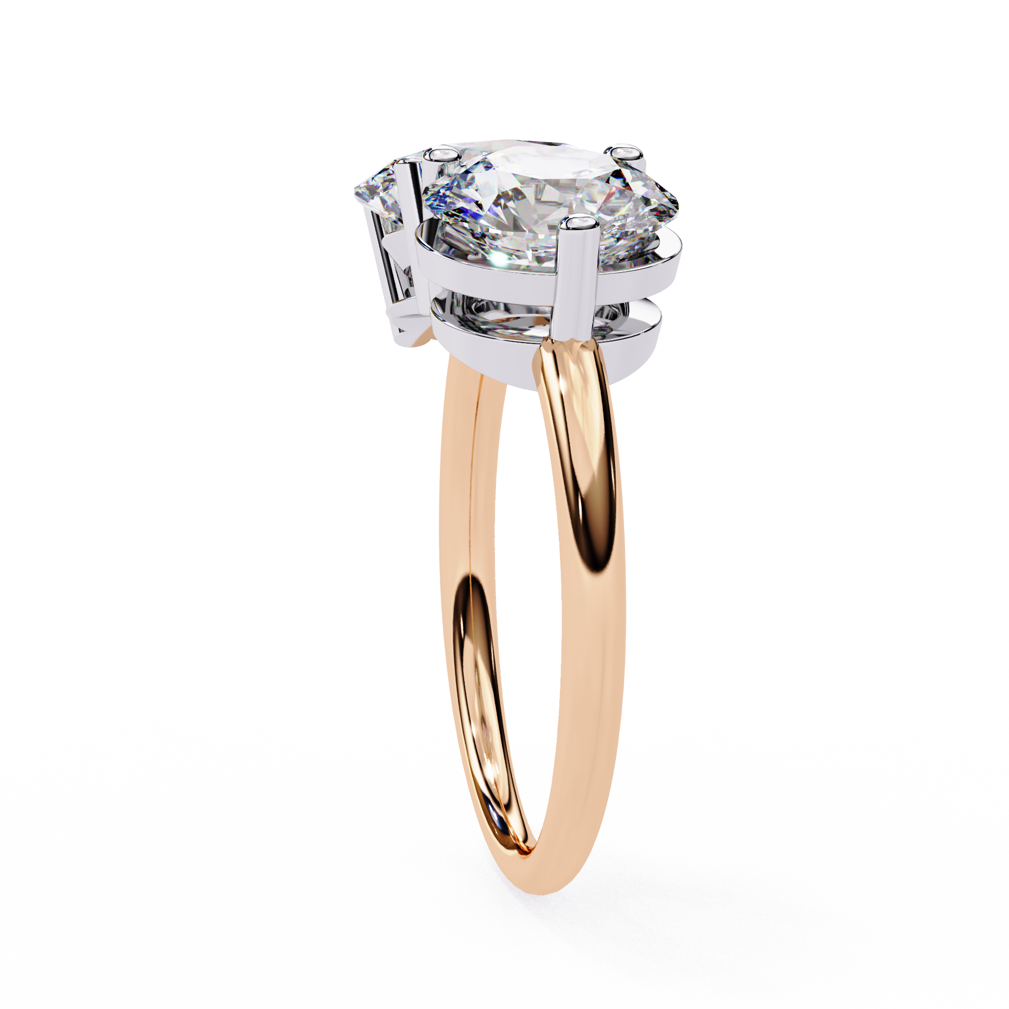 Elegant 3.32 Carat Lab Grown Diamond Two-Tone Engagement Ring