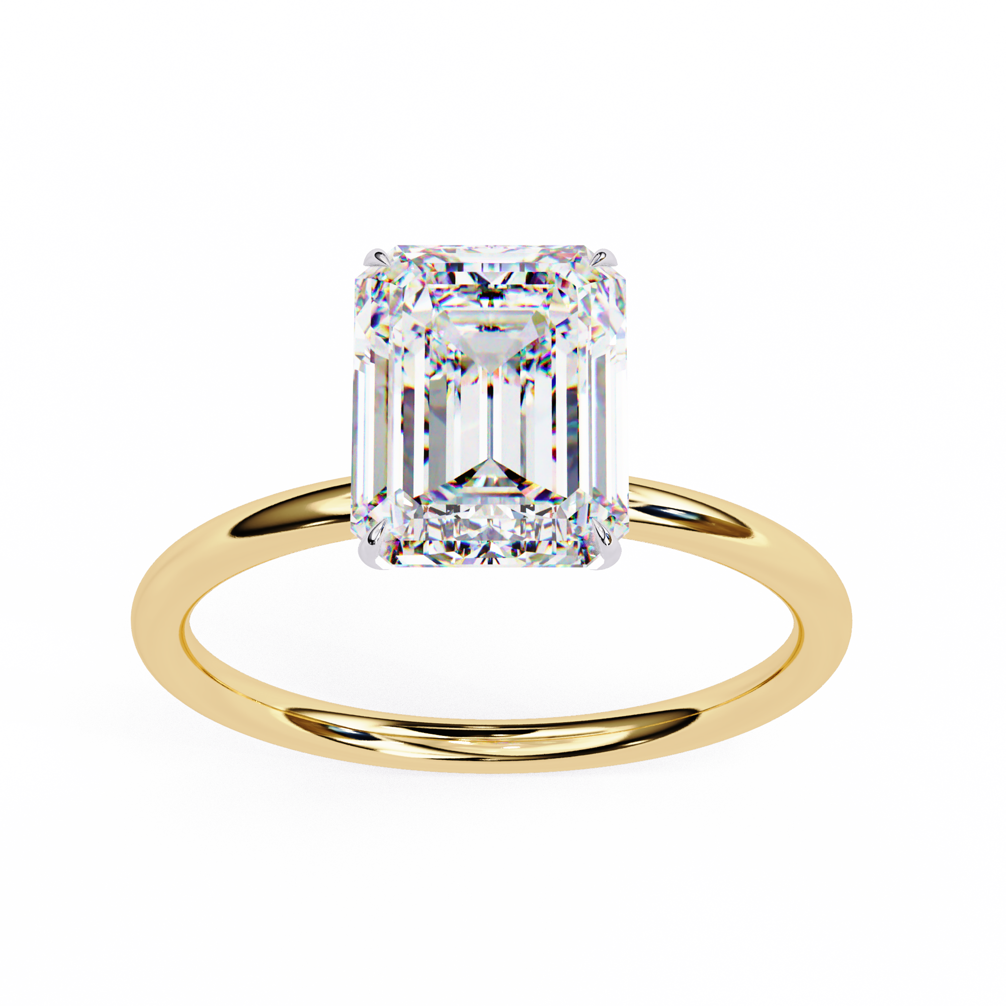 2.56 Carat Emerald Cut Lab Grown Diamond Engagement Ring | SolitaireKart