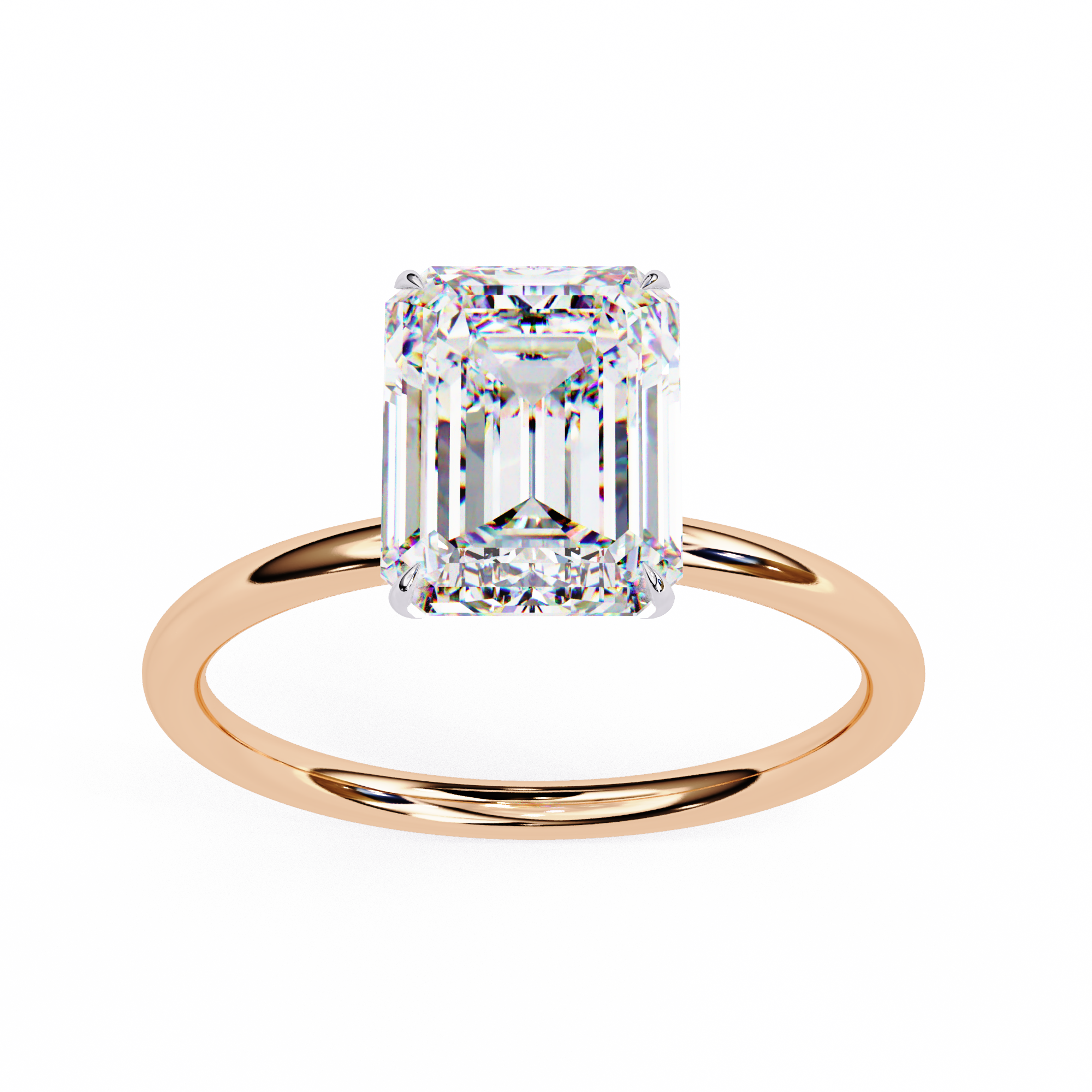 2.56 Carat Emerald Cut Lab Grown Diamond Engagement Ring | SolitaireKart