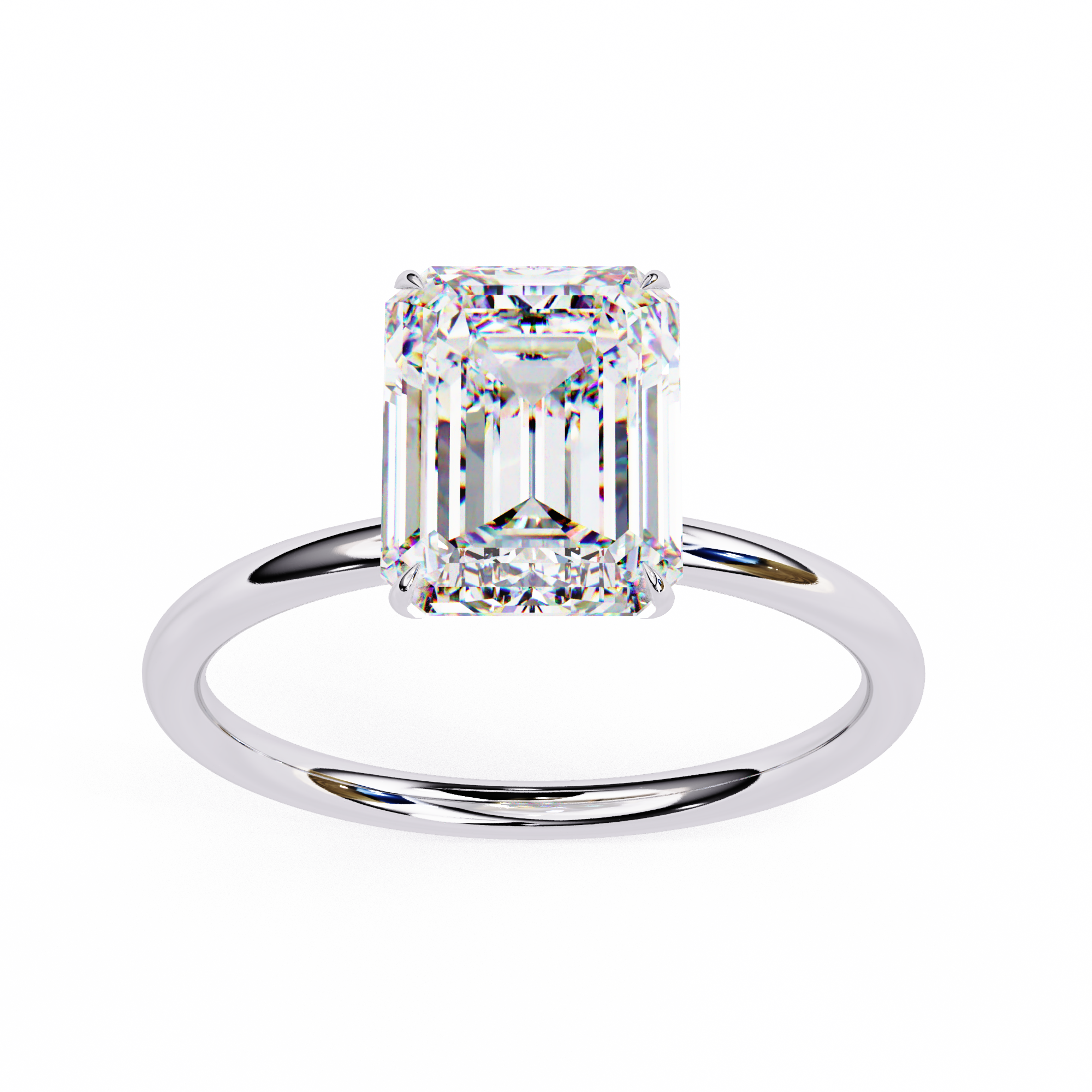2.56 Carat Emerald Cut Lab Grown Diamond Engagement Ring | SolitaireKart