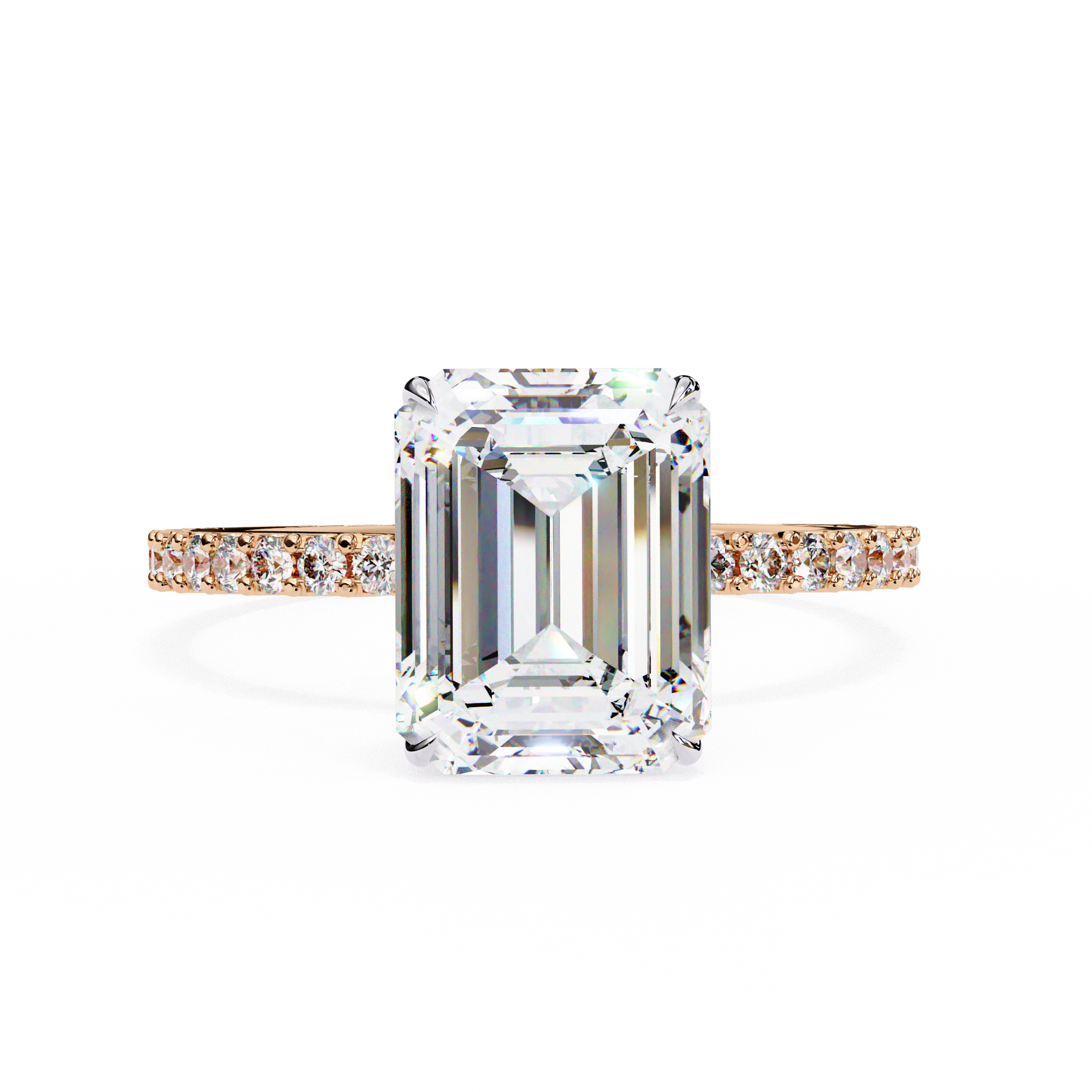 Modern 2.60 CT Emerald Cut Lab Grown Diamond Engagement Ring